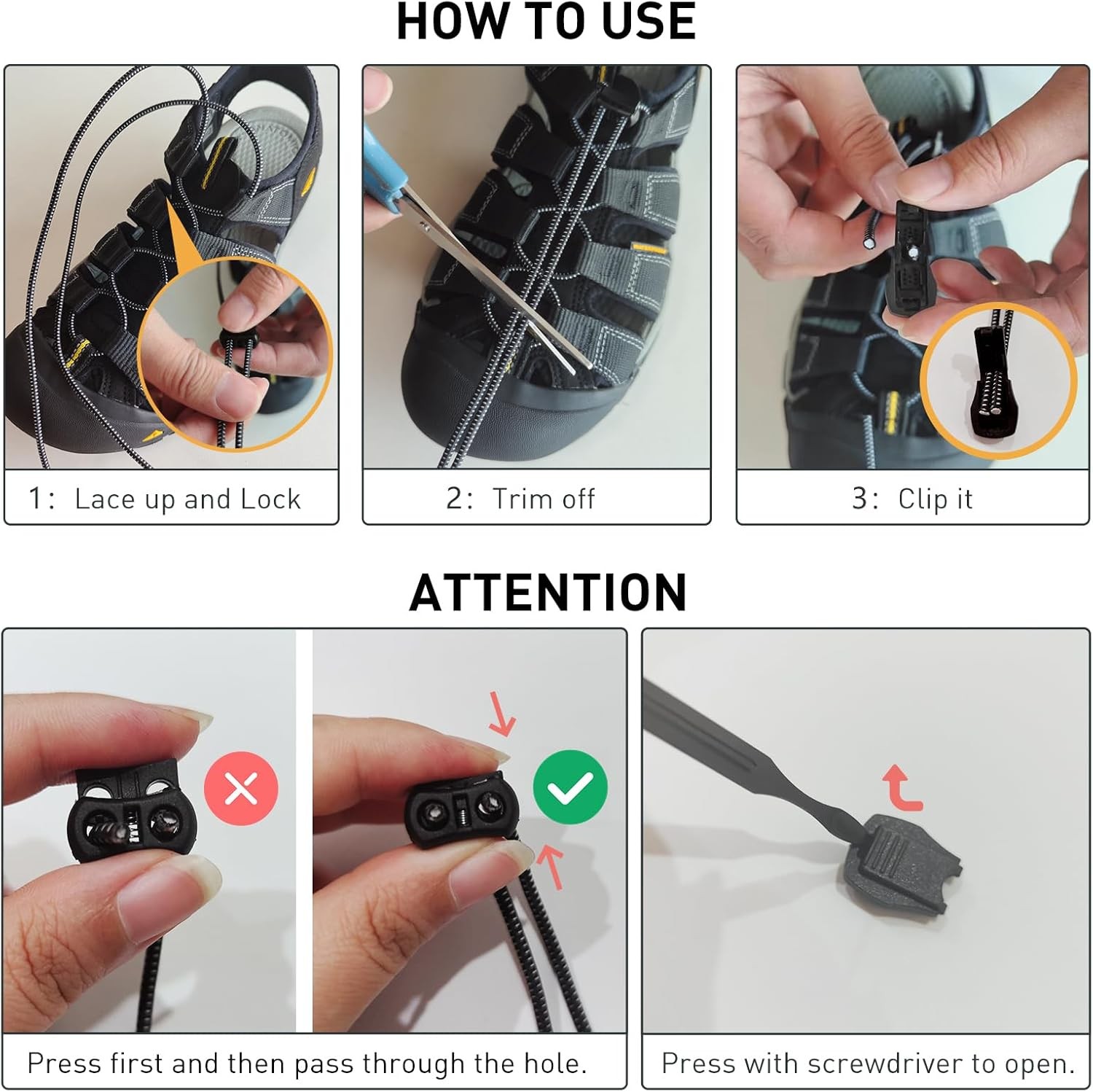 Elastic No Tie Shoe Laces Replacement for Keen Sandal, Round Stretchy L?????ock