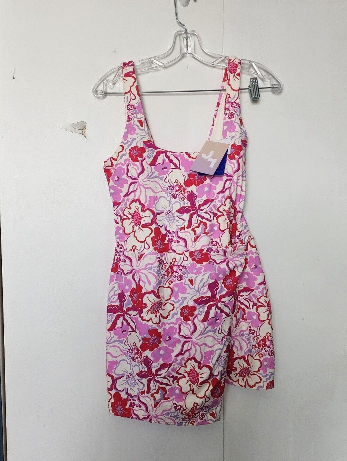Joy Lab Pink Active Dress Tropical Floral Print Shorts Pockets Sleeveless Nwt M