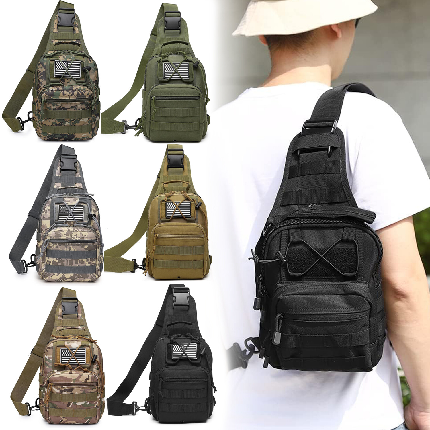 Tactical Sling Shoulder Bag Compact Chest Concealed Carry Gun Bag for Outdoor