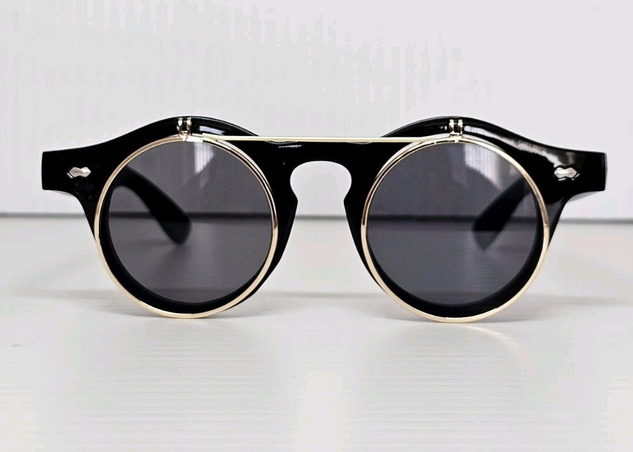 Trendy High Fashion Chic Flip Up Perfect Circle Round Sunglasses