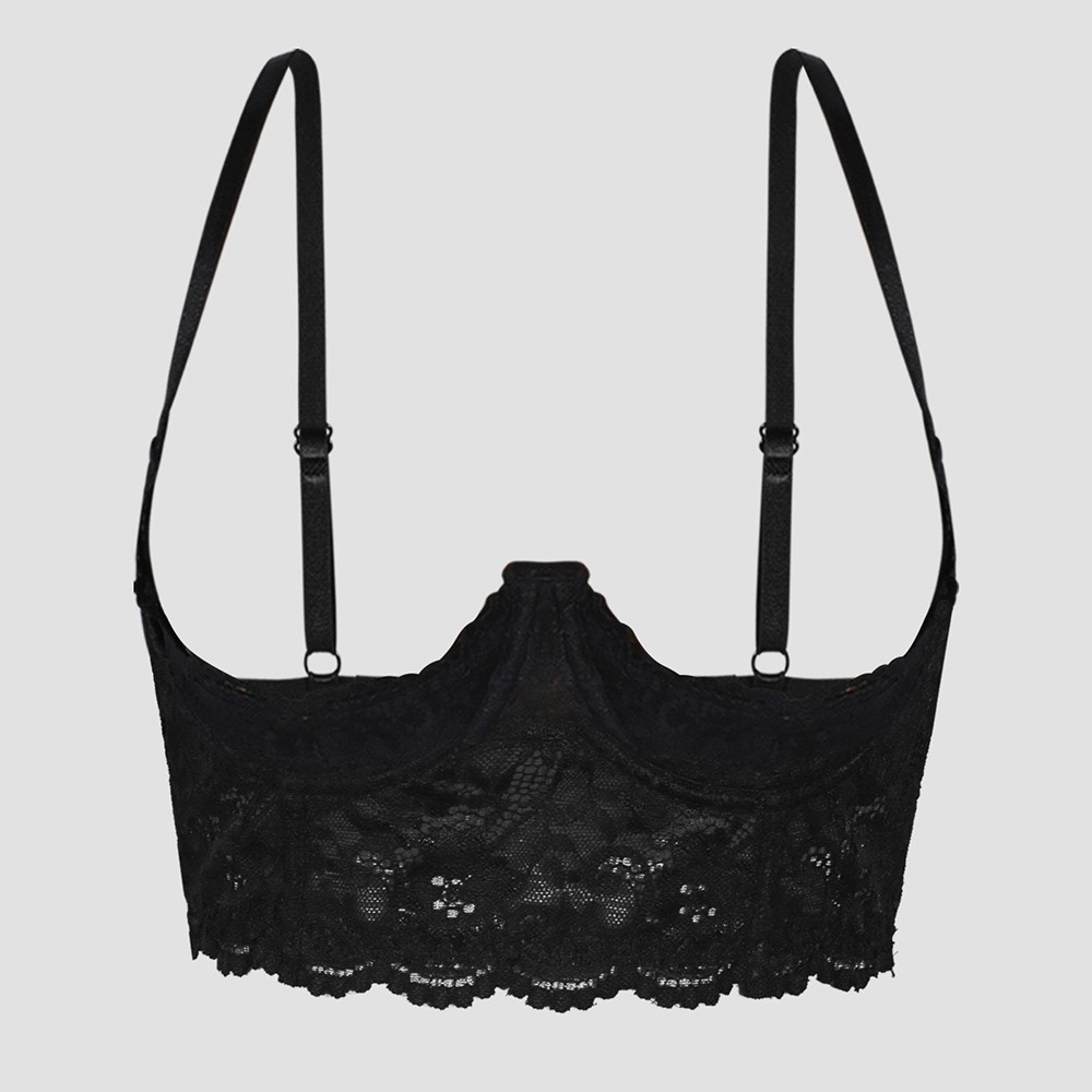 Sexy Womens Cupless Open Bra Bralette Lace Lingerie Underwear Half Cup Bra US