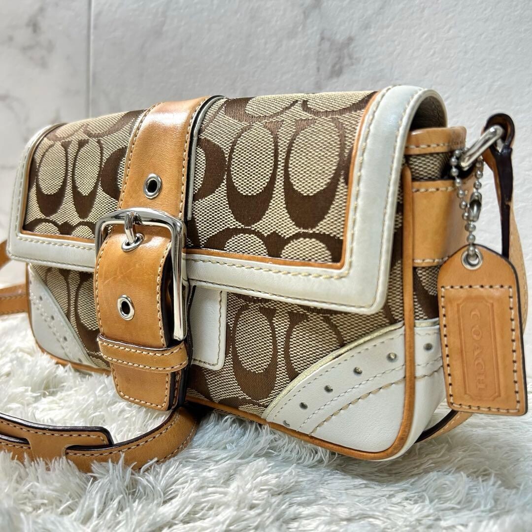 COACH Signature Soho Y2K Shoulder Bag Brown Canvas Adjustable Strap 1459