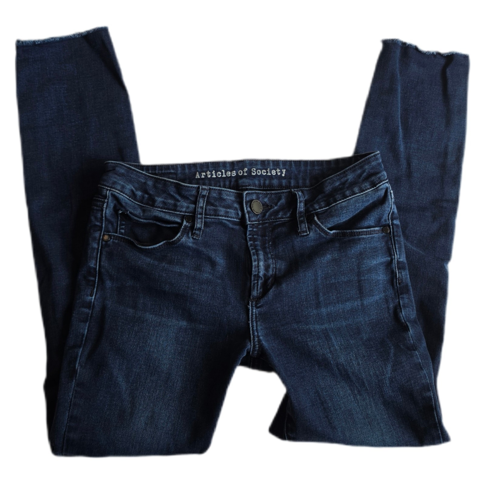 Articles of Society Womens Jeans Size 26 Dark Wash Skinny Stretch Raw Hem Denim