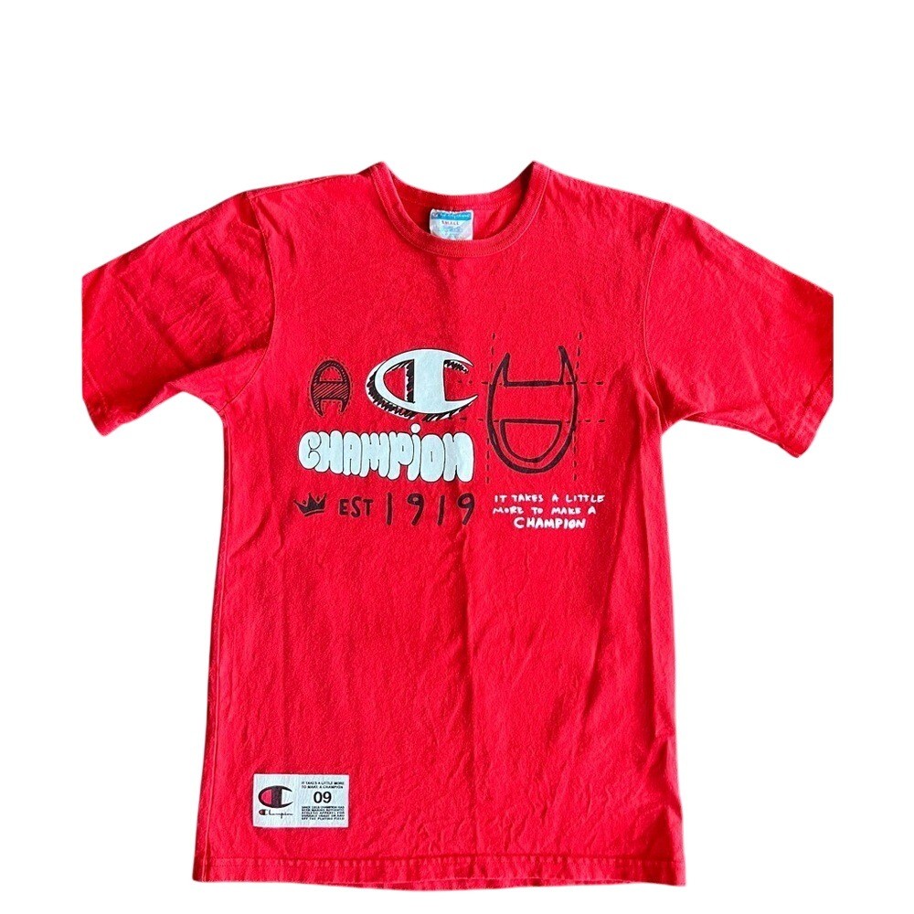 Champion Graphic T-Shirt Mens Small Red Heritage Sketch Logo GT19T 2WC