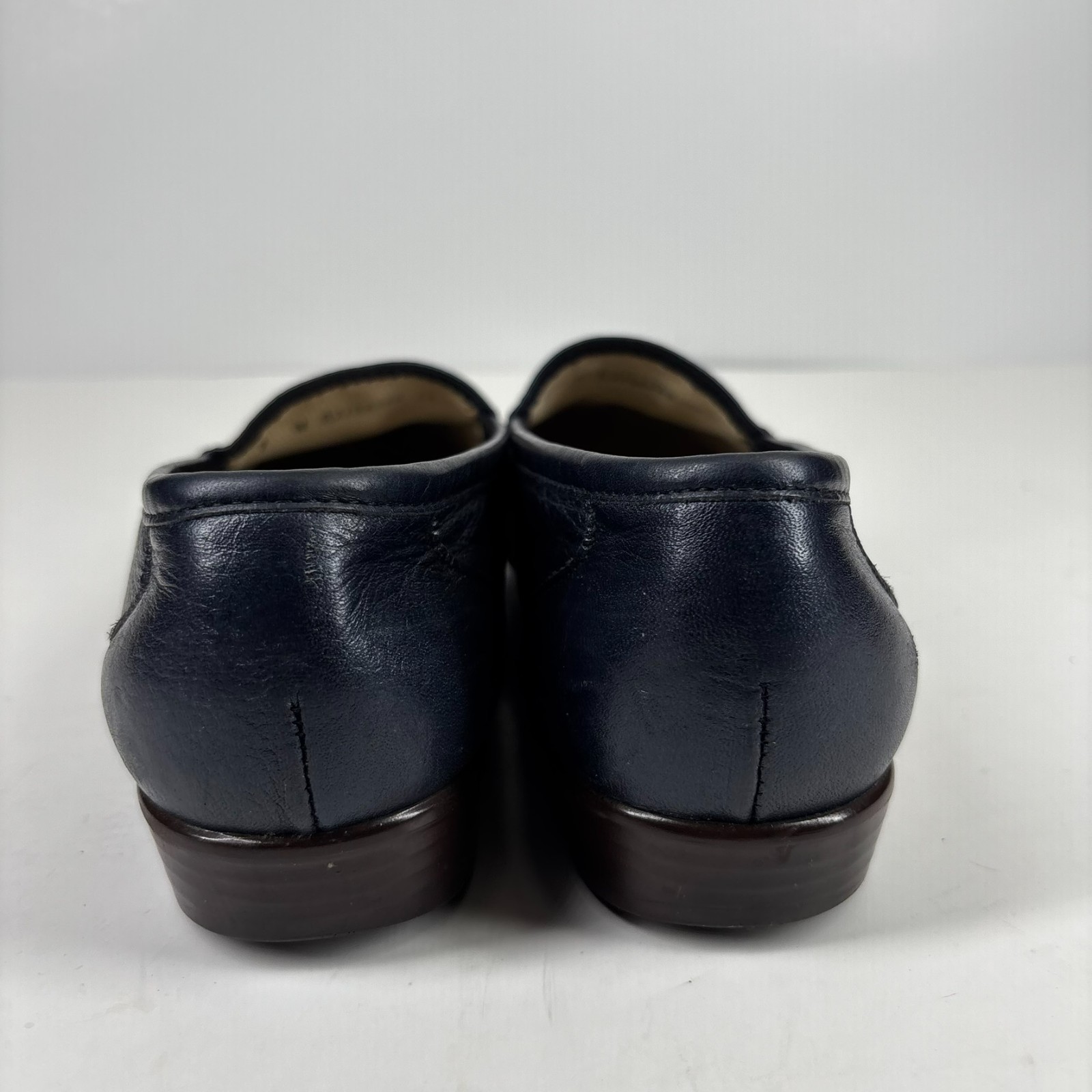 SAS Simplify Women’s US 7W Navy Leather Slip-On Comfort Walking Flats Loafers