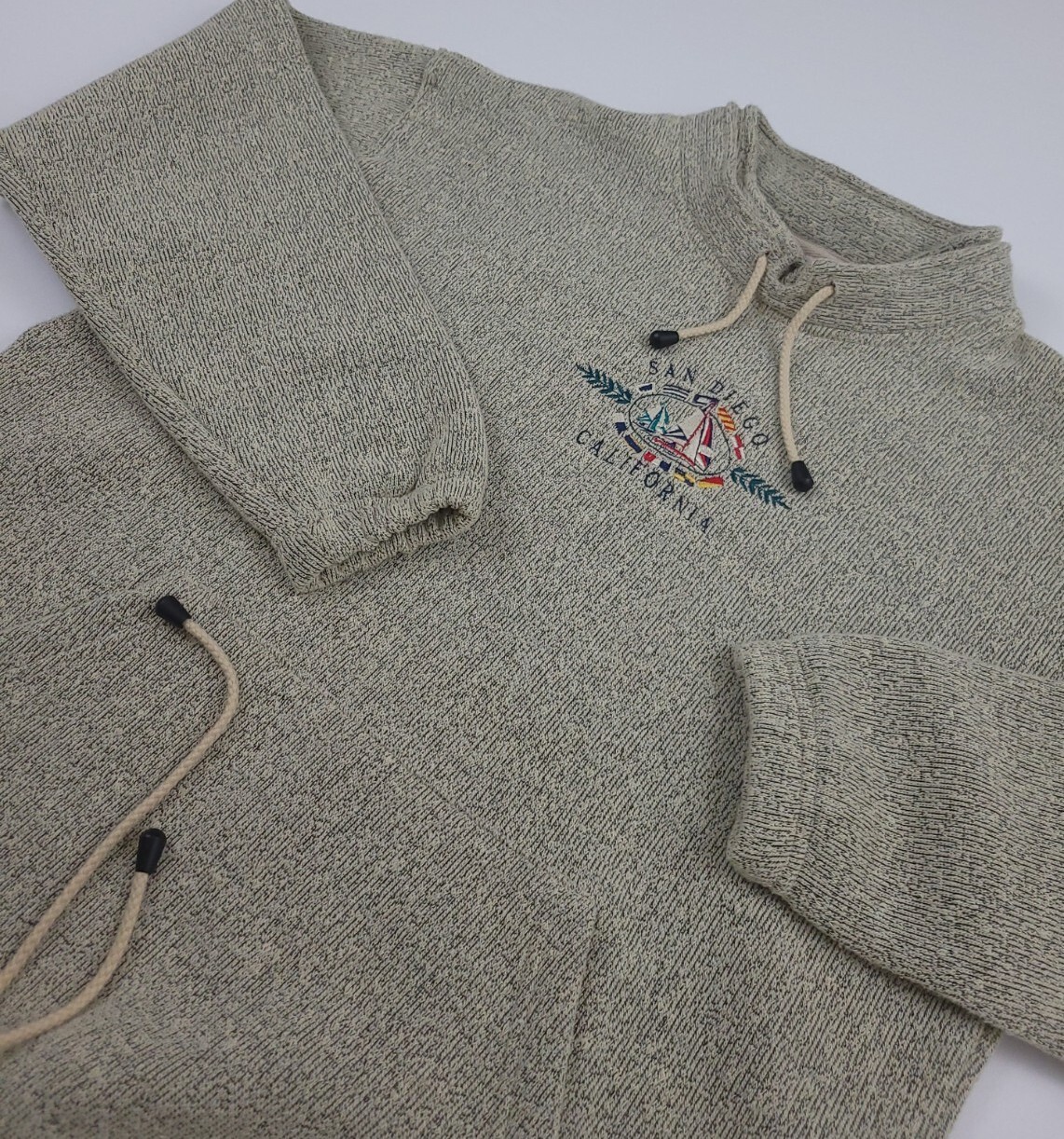 Vintage 90s San Diego California Sailboat Tie Neck Sweatshirt Vtg USA Paradise