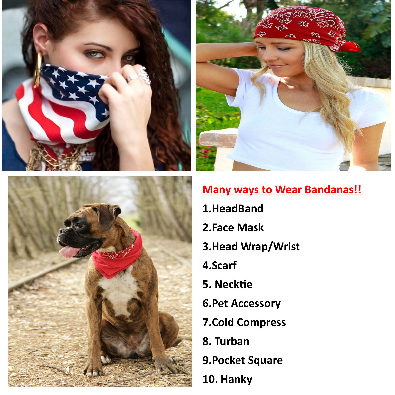 X-Large Cotton Non Fading Solid Colors Bandanas 27 x 27 Inch