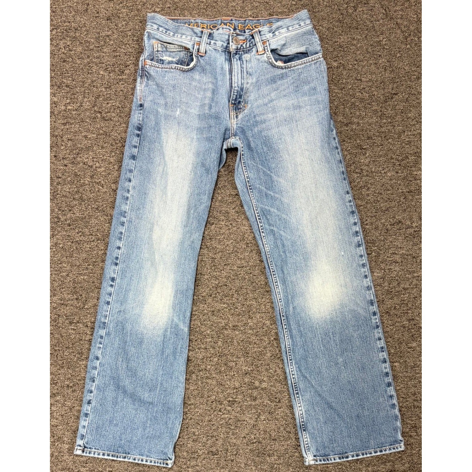 American Eagle Outfitters Mens Loose Fit Light Wash Denim Jeans 28×30 Blue