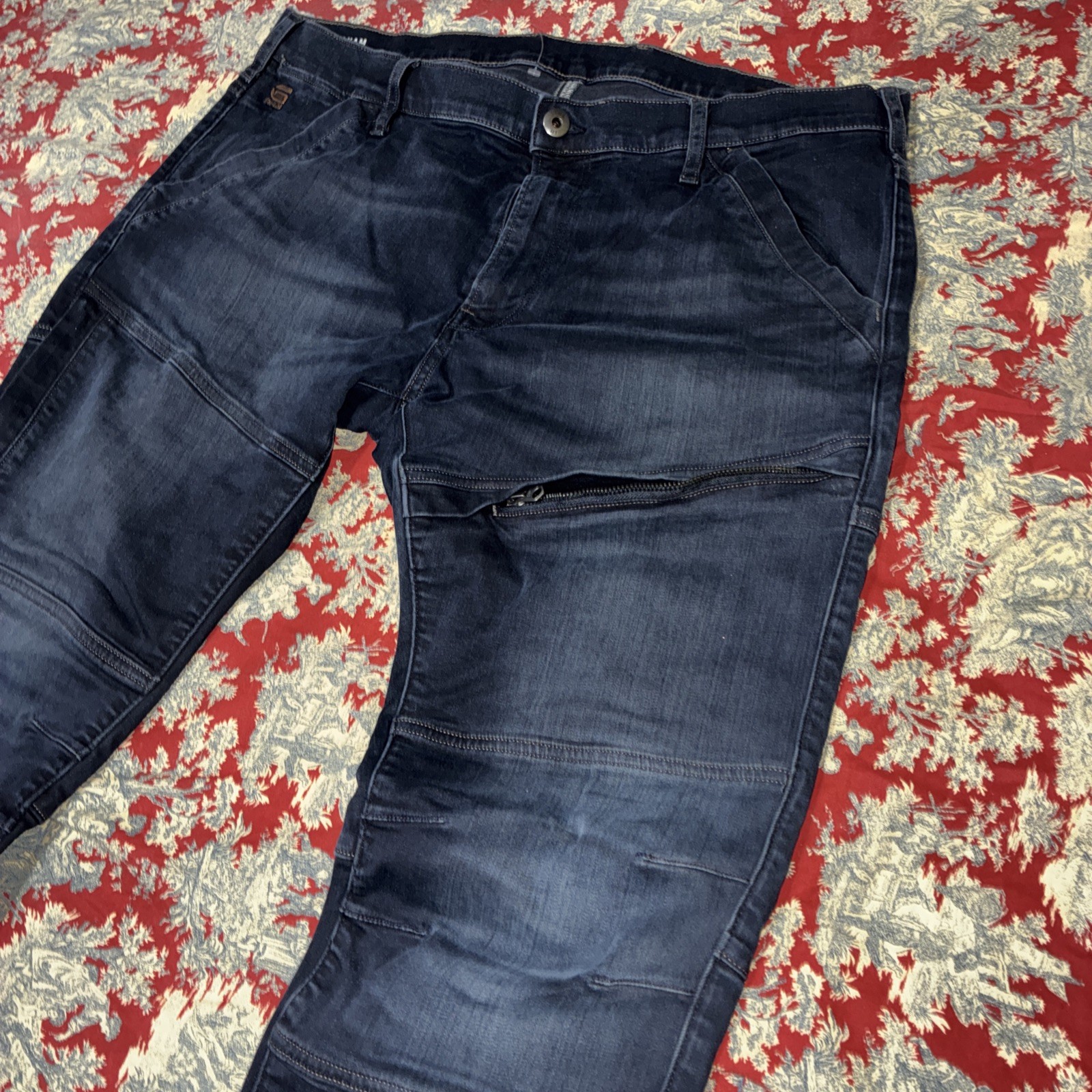 G Start Raw Jeans Sz 38×32 Men Blue Rackam 3D Skinny Distressed Used No Returns