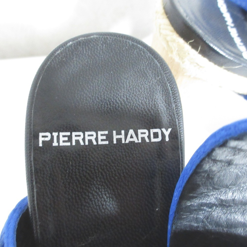 PIERRE HARDY Wood Heel Belt Sandals, Approx. 9.1″”, Blue Women USED
