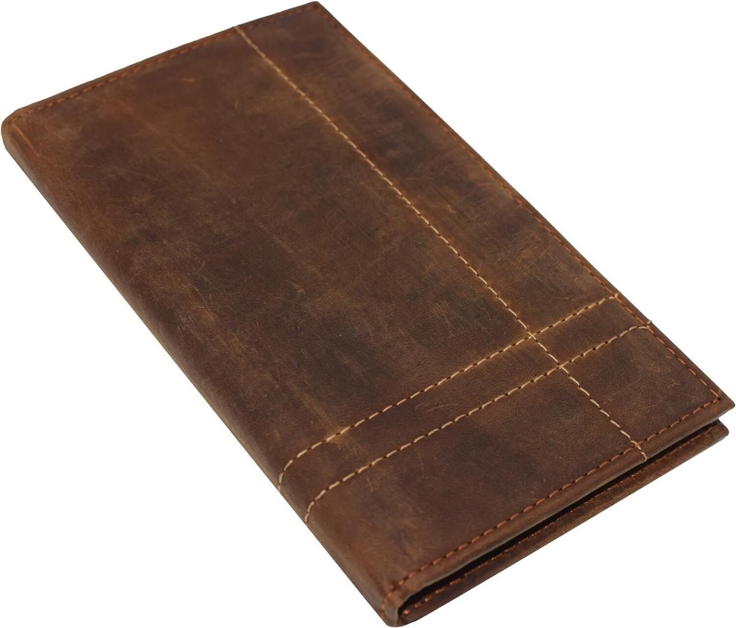 CAZORO Bifold Long Wallet RFID Blocking Genuine Vintage Leather for Men