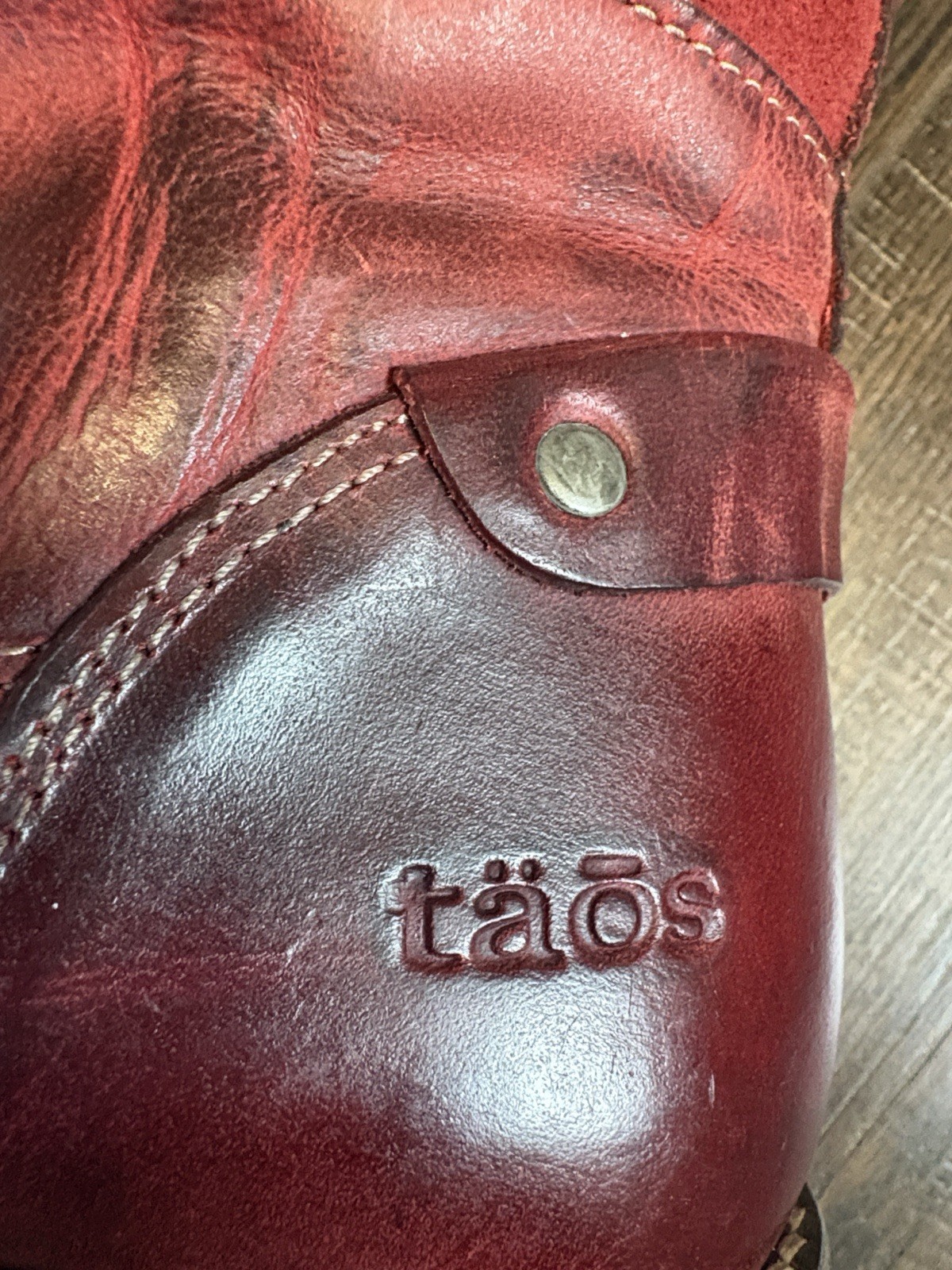 Taos Ringer Womens Red/Burgundy Leather LaceUp Side Zip Ankle Combat Boots 8/8.5