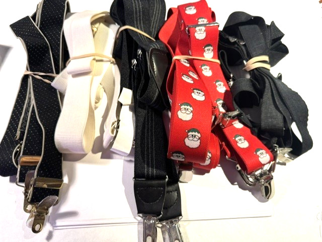 Suspenders Lot of 5 Nice Mens Clamp Style Approx. 38-40 Inches -Free Shipping