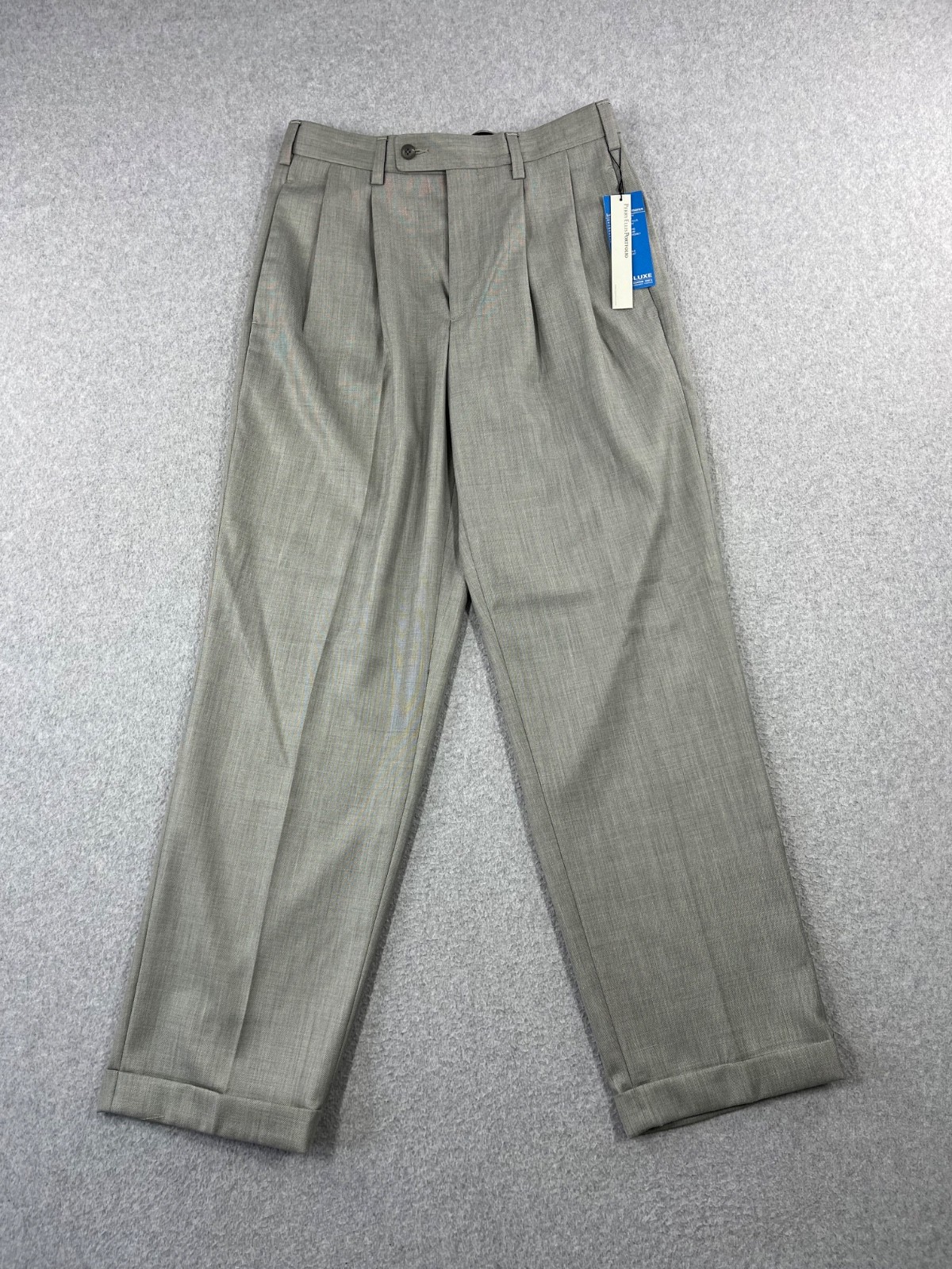 Perry Ellis Portfolio Dress Pants Mens 30×30 Gray Cuffed Pleated Modern Fit