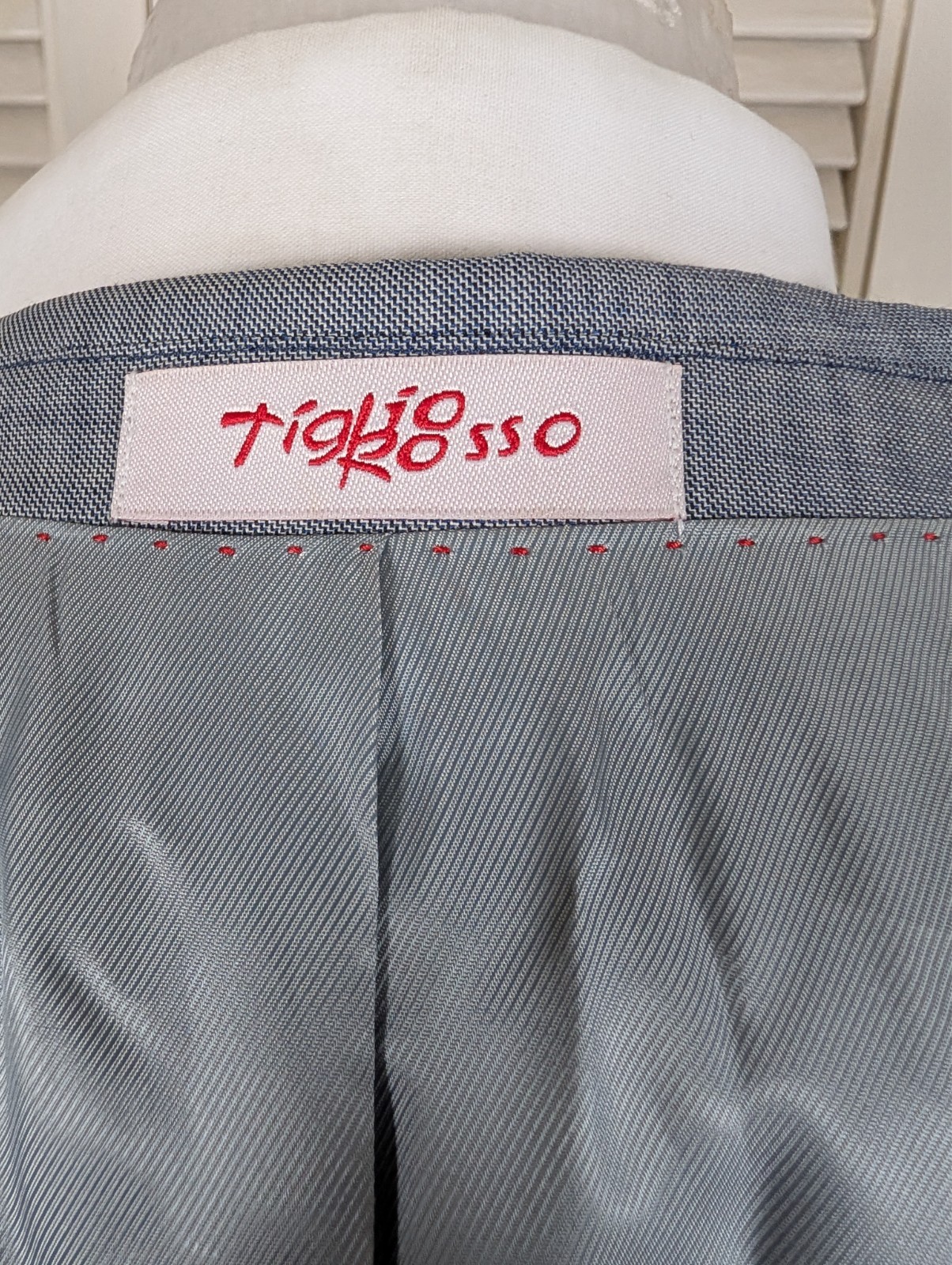 Tiglio Rosso 3 Piece Suit Mens 56L Pants 48×34 Light Gray Double Breasted 150s
