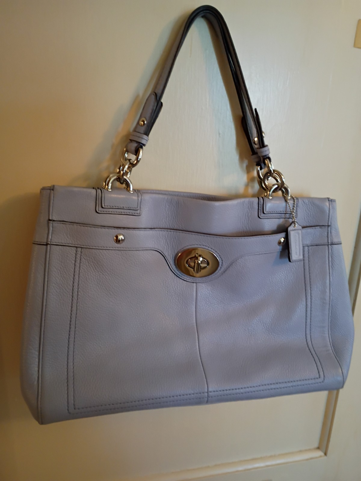 Coach Penelope Periwinkle Leather Satchel Blue Shoulder Bag Pebbled Orig Hangtag