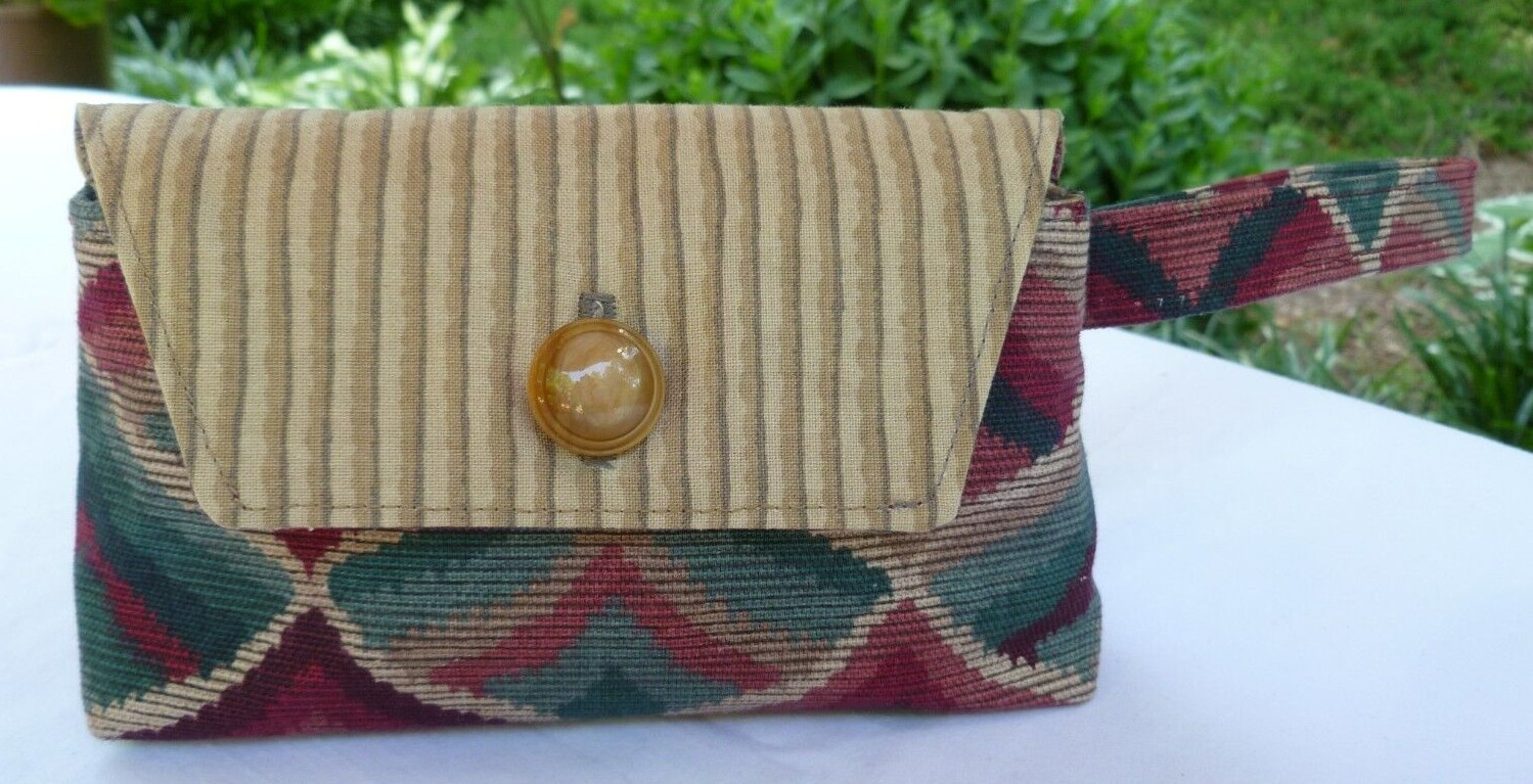 Upcycled Lined Wristlet 6.25 in W x 3.75 in H
