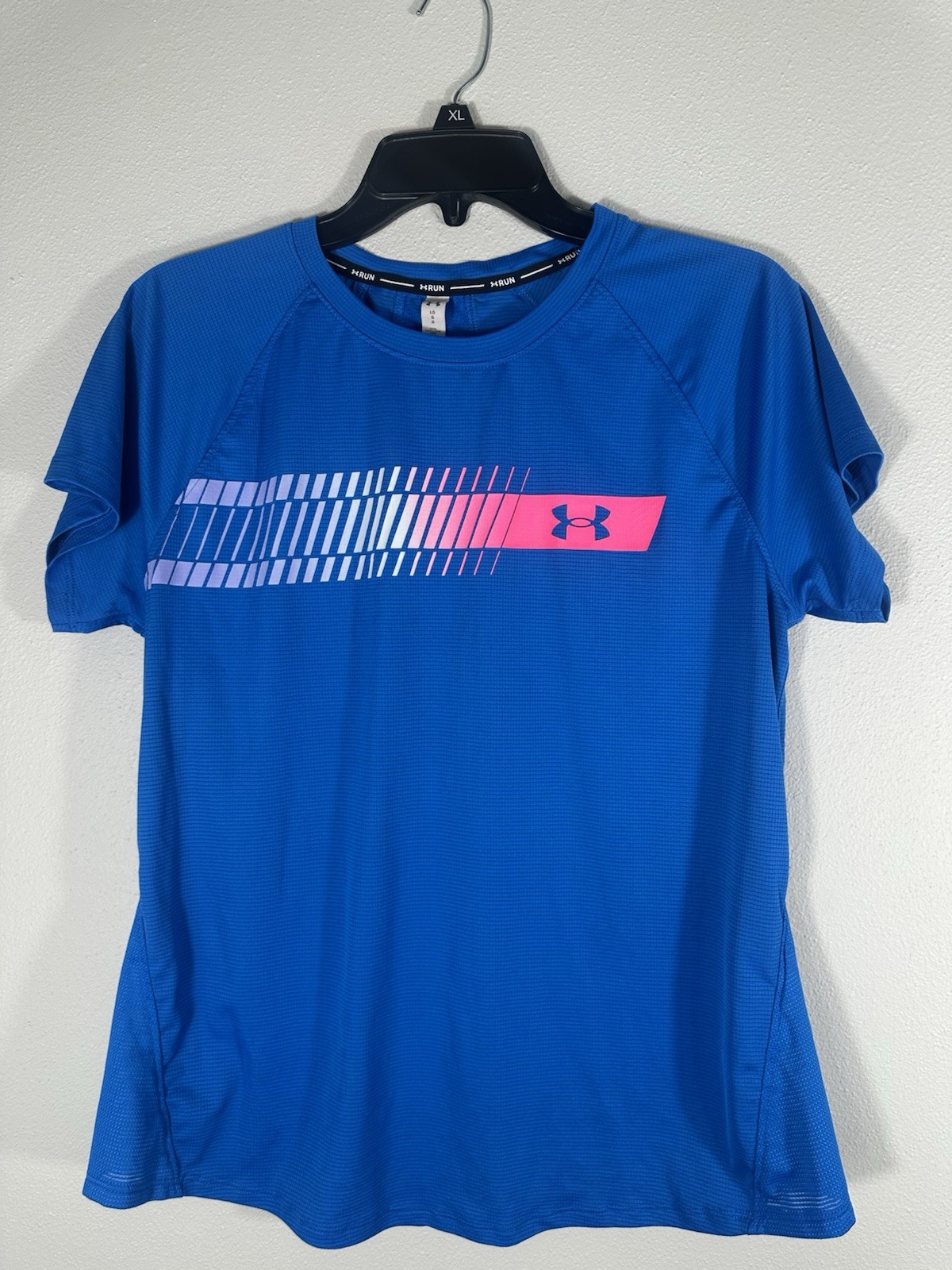 Under Armour UA Run Men’s Blue HeatGear Running Shirt Size Large Fitted Tee