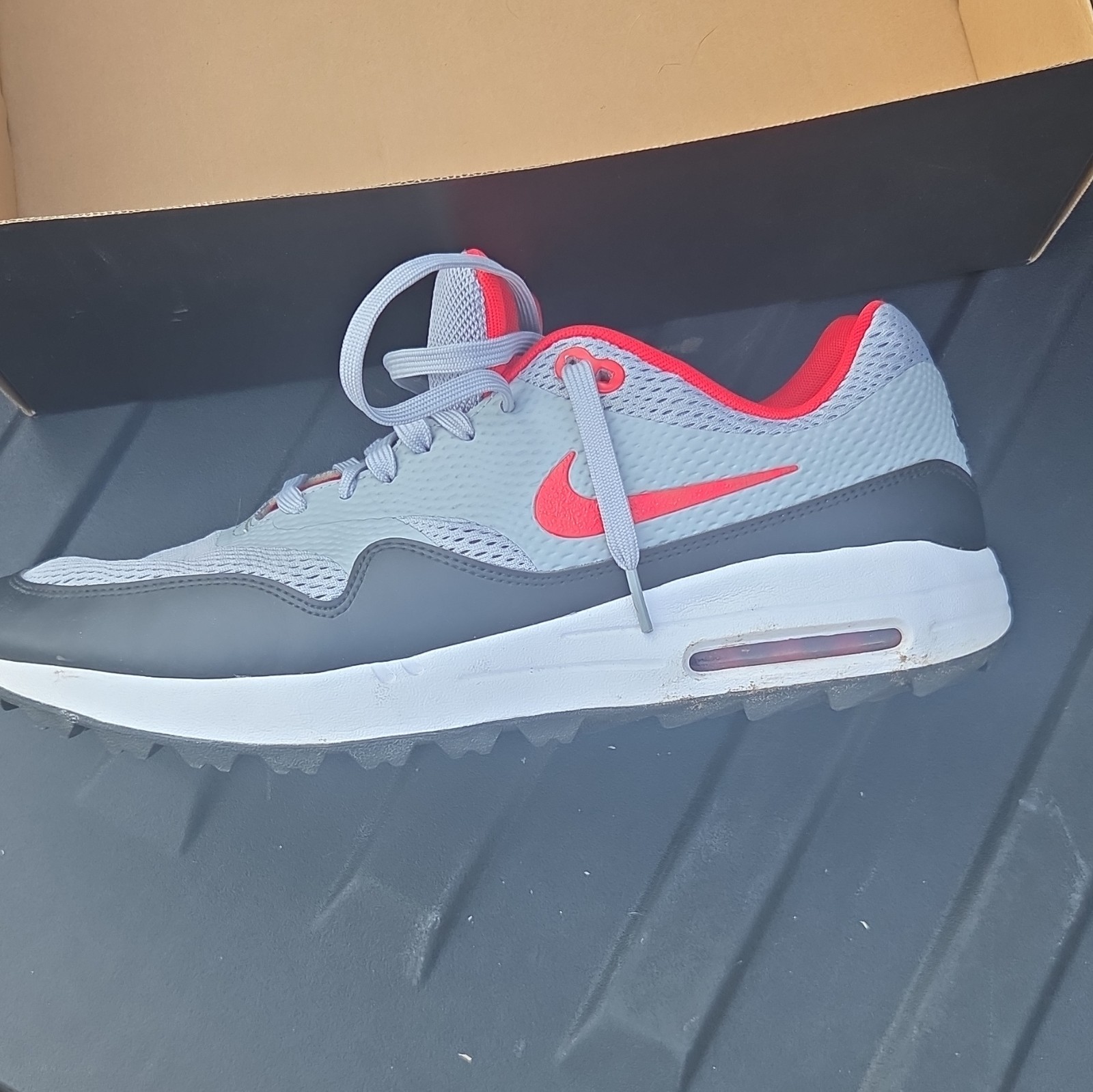 Nike Air Max 1 Golf Particle Grey/Black/White/Univ Red Men’s Low Top CI7576-002