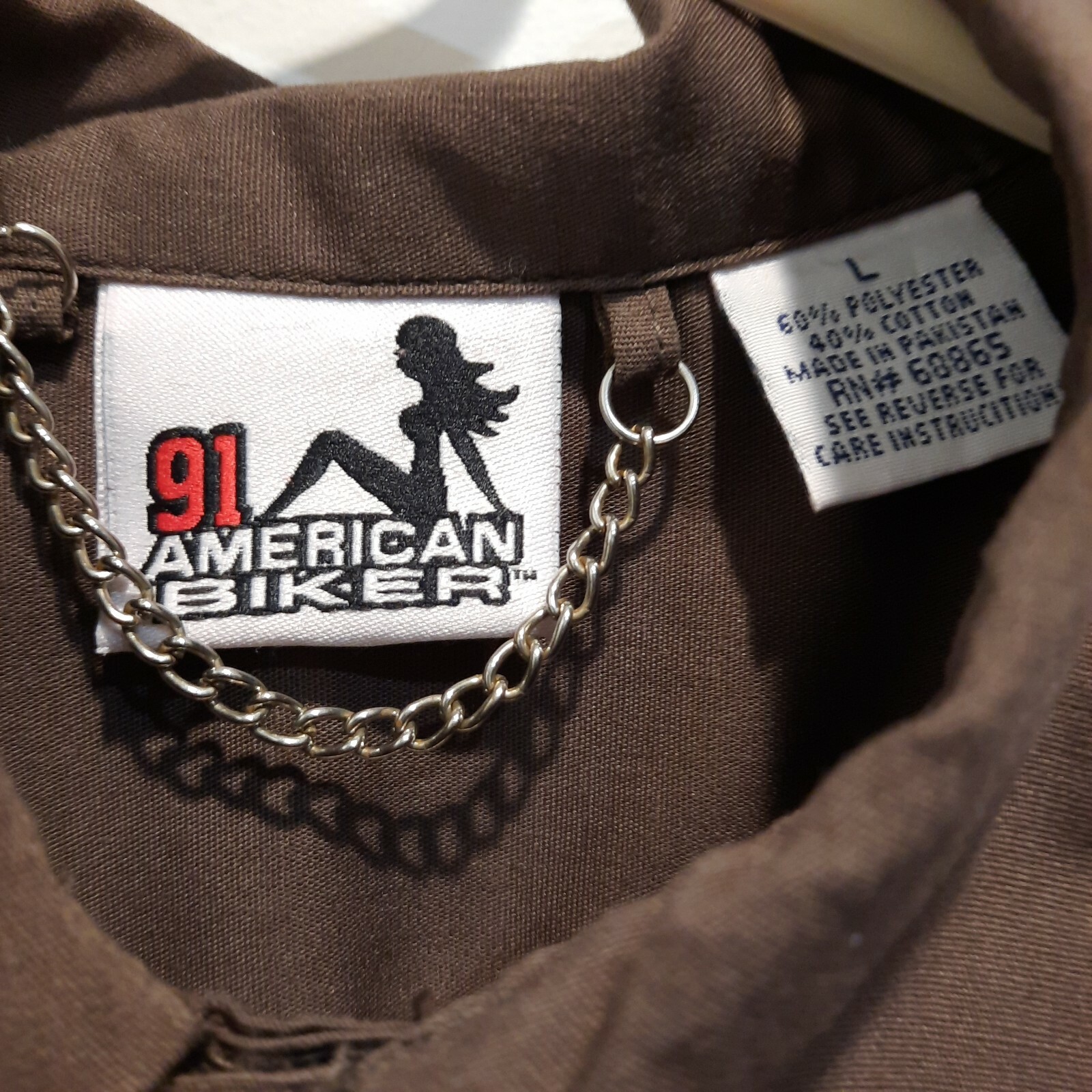 NWOT American Biker Motorcycle Shirt with Graphics Size L Brown