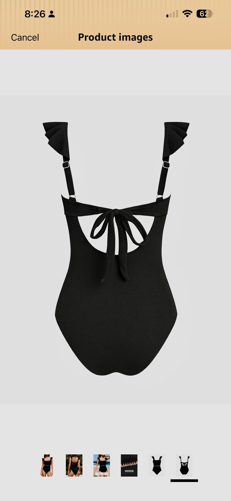 CUPSHE Black Ribbed Ruffle Wide Adjustable Strap One-Piece Swimsuit M D