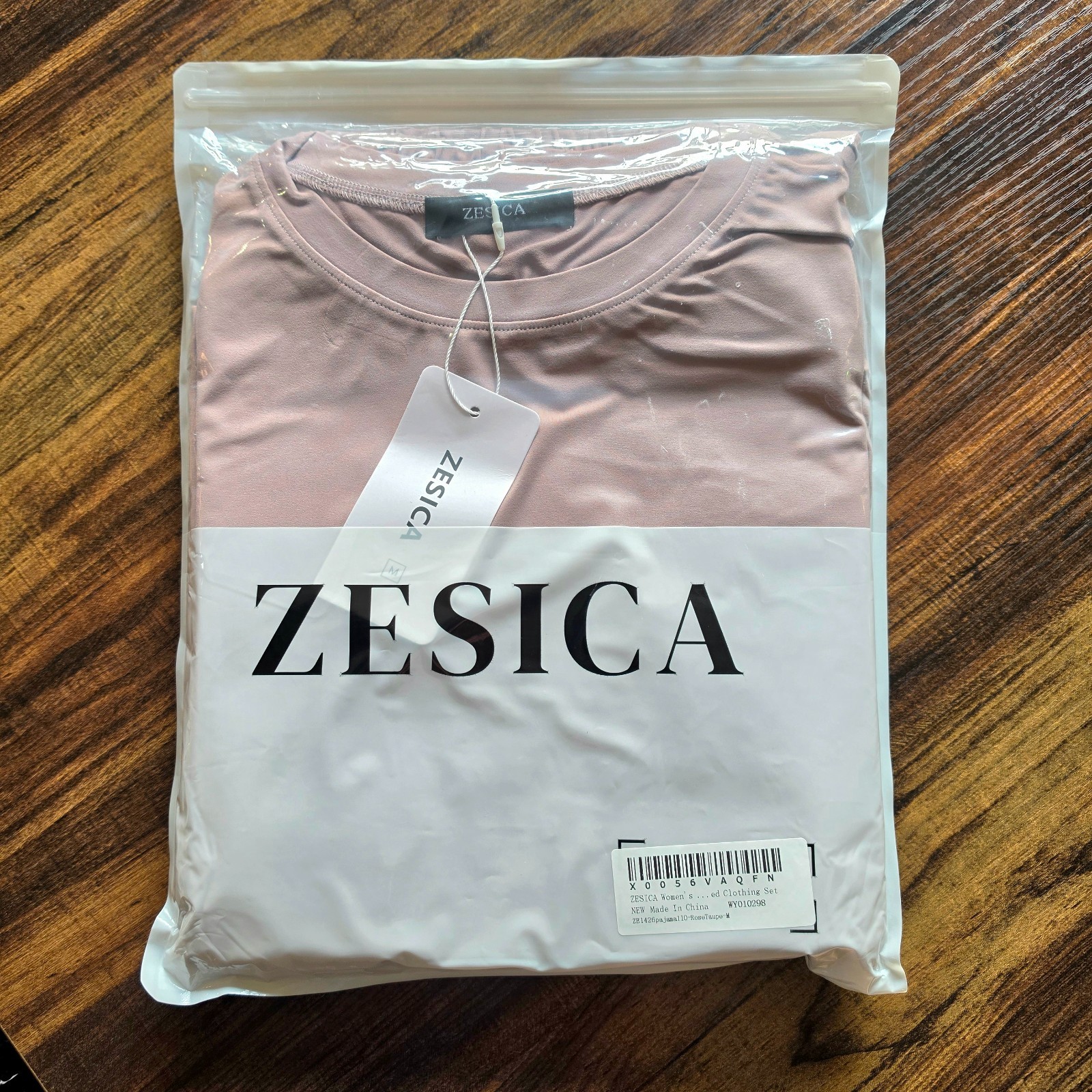 ZESICA Womens 2 Pc Lounge Set Ruched Bell Sleeve Top Wide Leg Pants Rose Taupe M