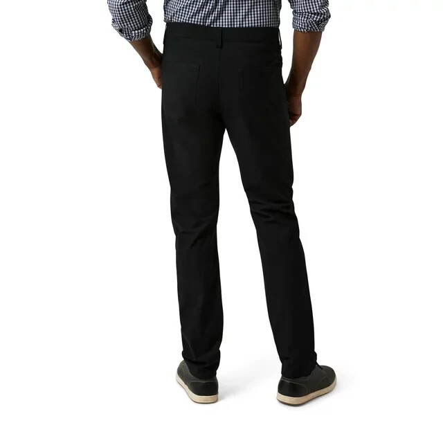 Chaps Mens 5-Pocket Performance Pants Straight Tapered 32X30 Black W32L30