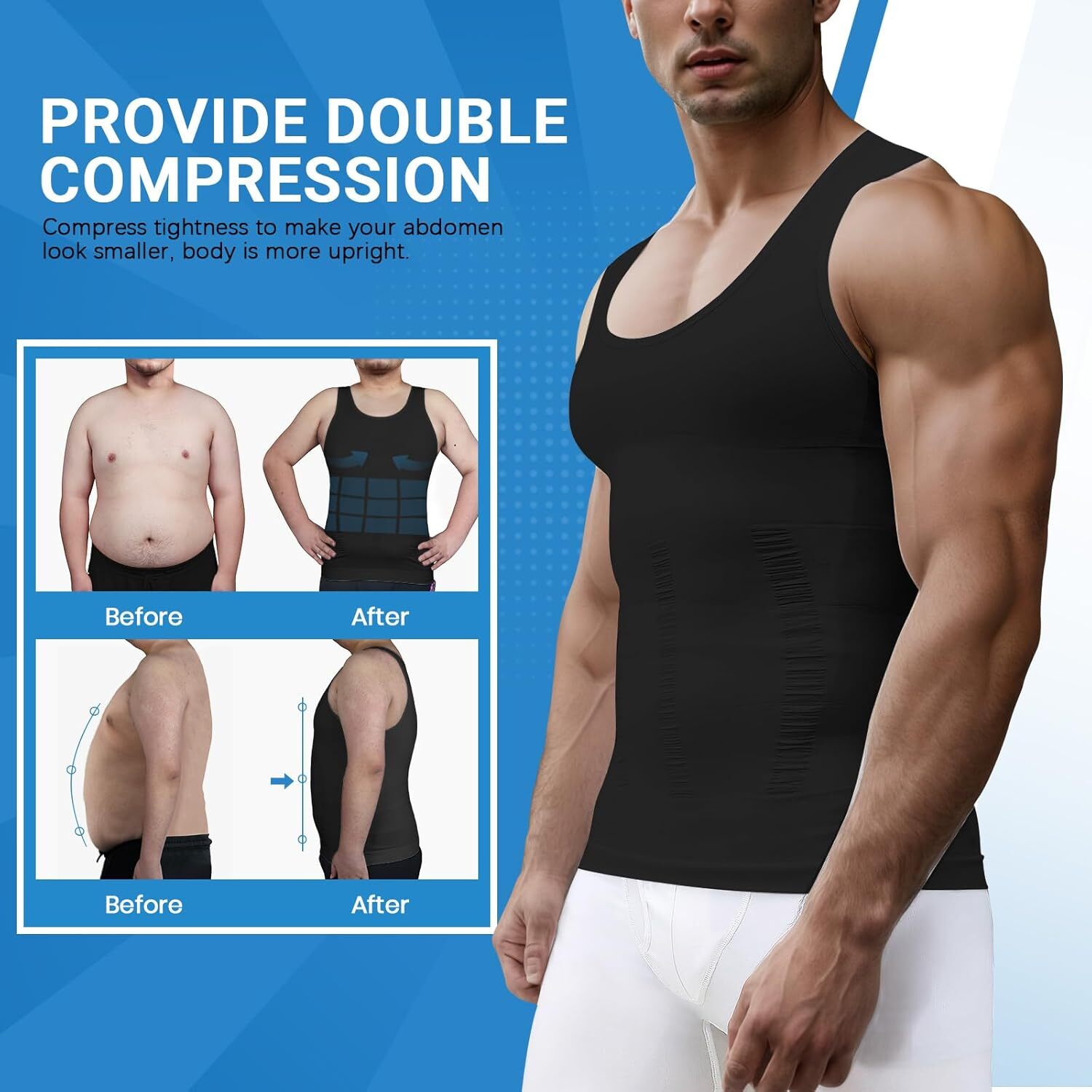 Men Slimming Body Shaper Chest Tummy Compression Shirt Fajas hombre Shapewear