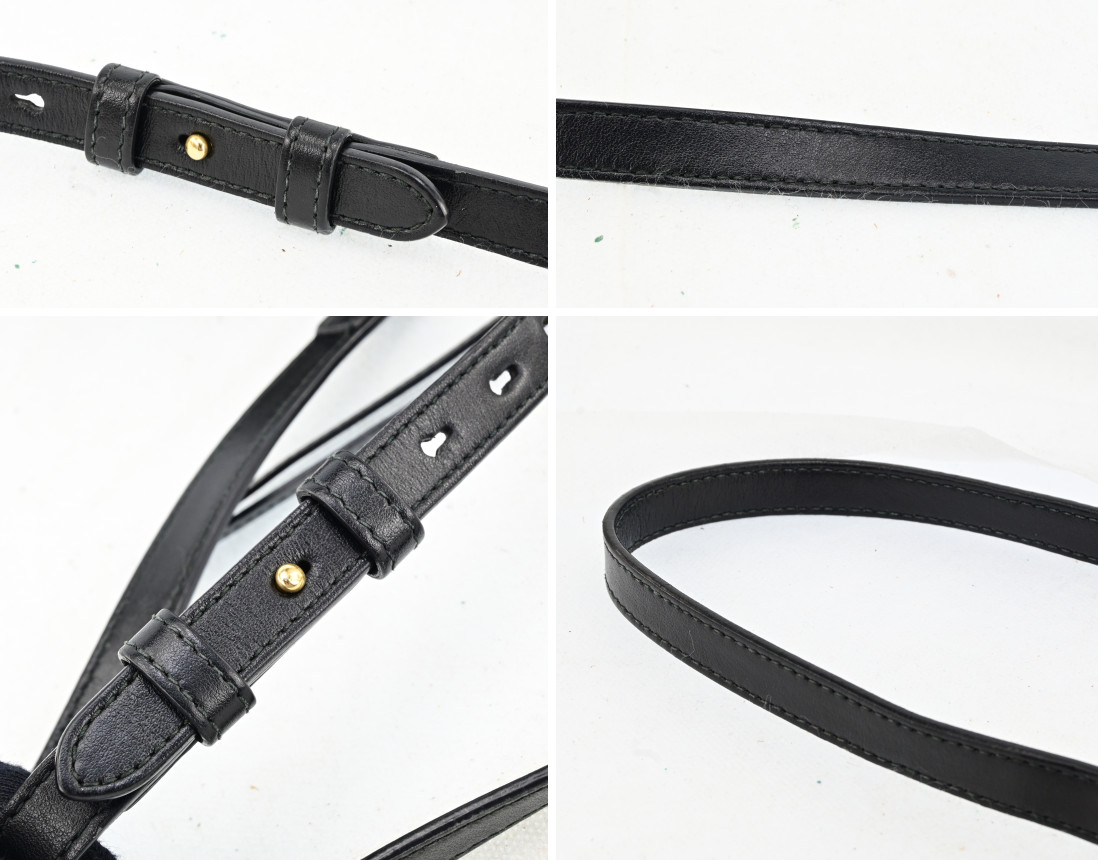 Auth GUCCI GG Marmont Chain Shoulder Cross Bag Leather 447632 Black F1594SG708