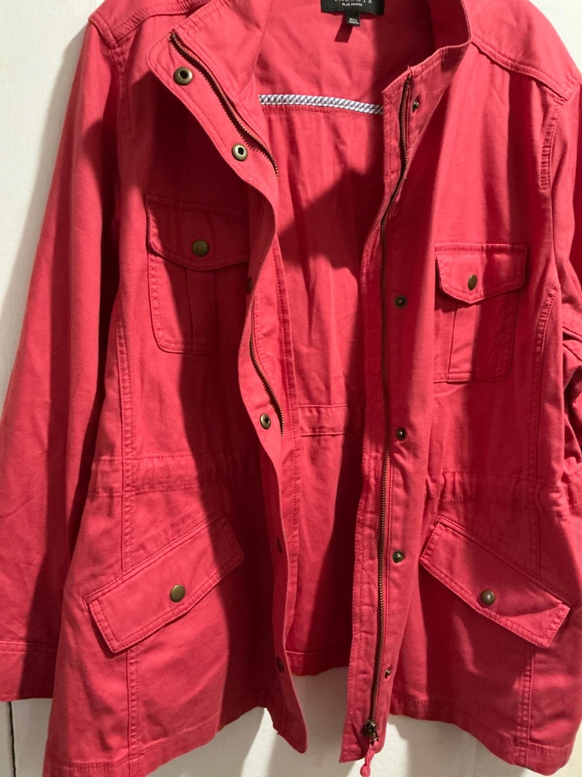 Talbots Plus Cotton Twill Safari Utility Jacket RED SZ‎ 3X PETITES