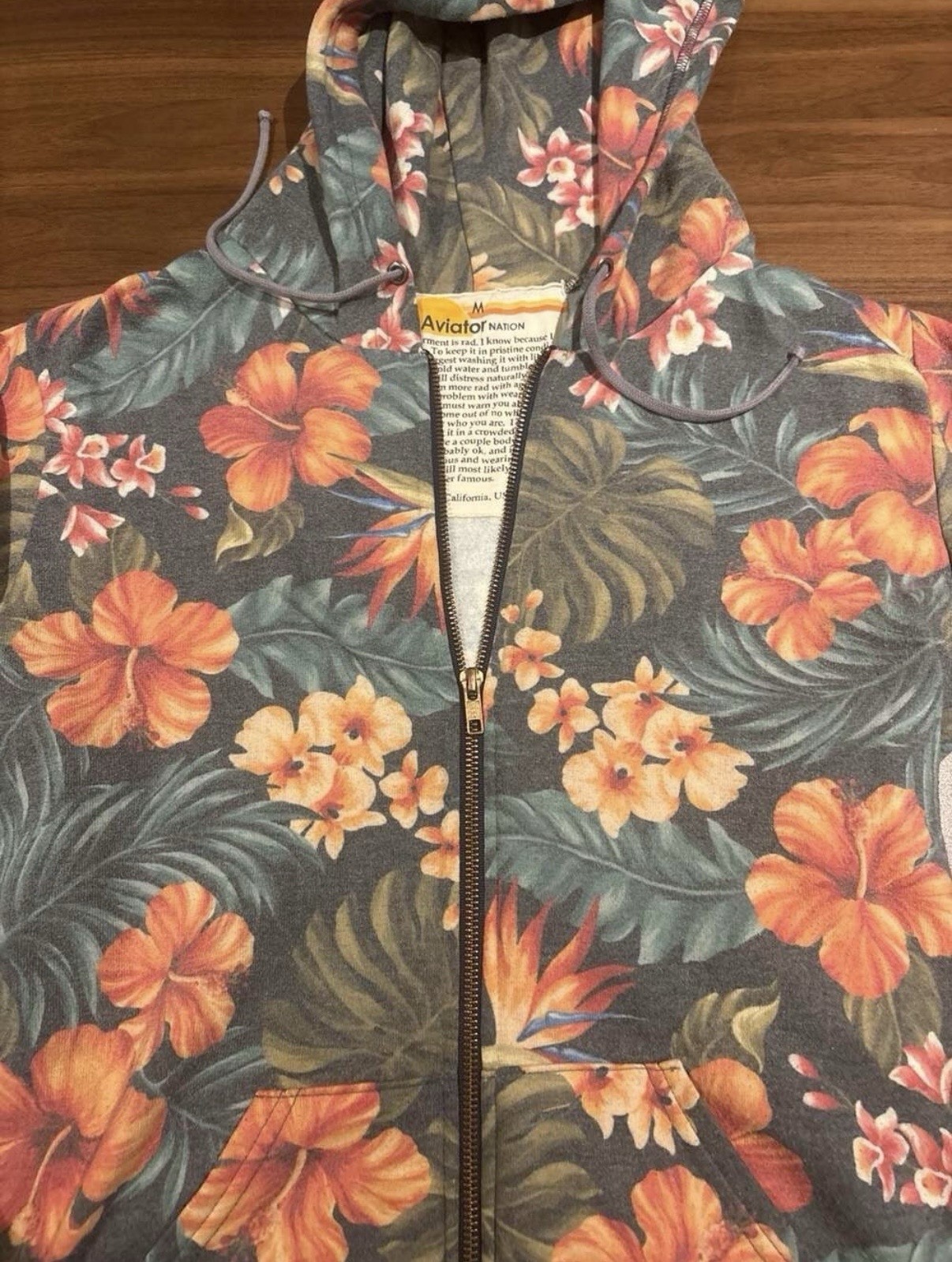 Aviator Nation Kauai Tropical Zip Hoodie – Size Medium
