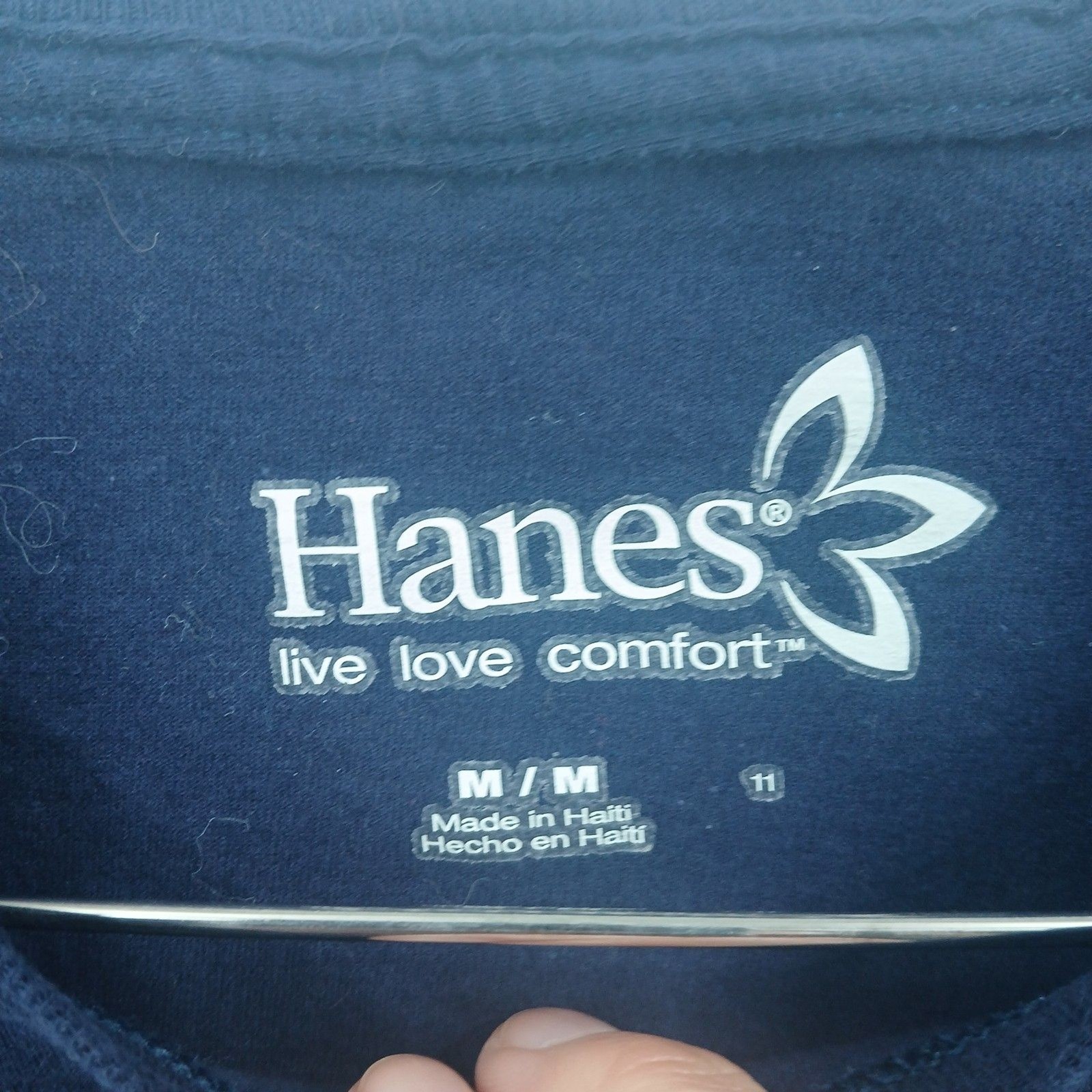 womans hanes long sleeve navy blue tee shirt size medium basic undershirt