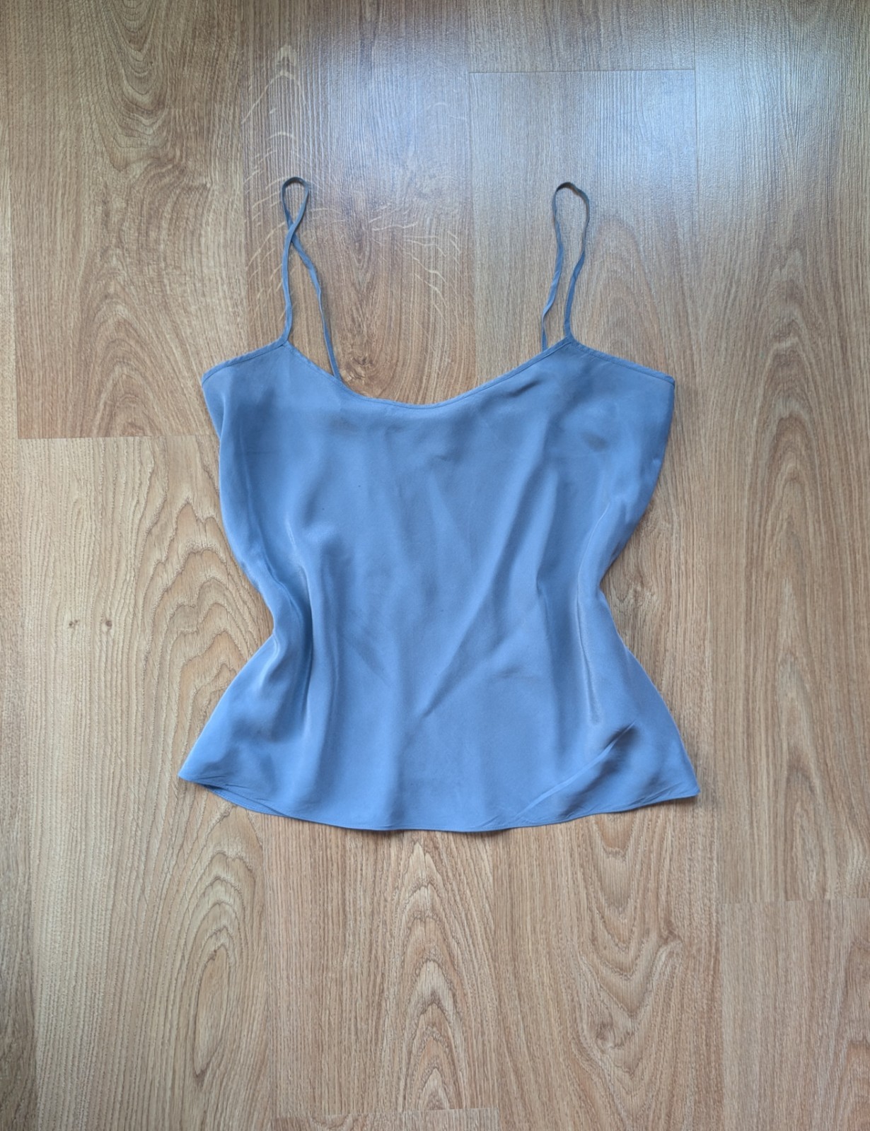 Burberry London Women’s 100% Silk Cami Top Blue Grey Spaghetti Strap Size M