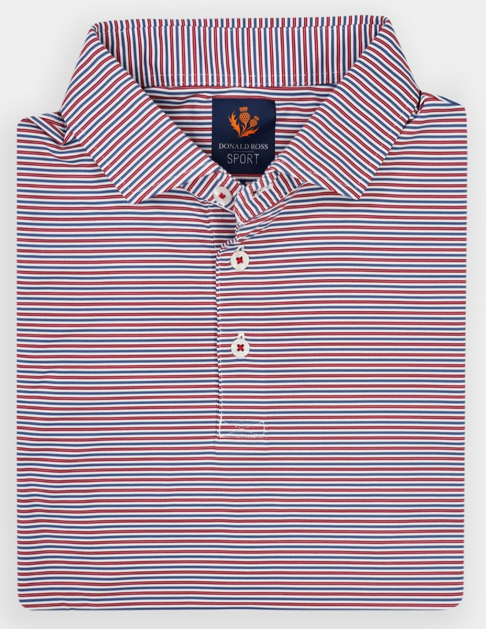 NEW Donald Ross SPORT Cody Multi Stripe Golf Polo Shirt XL White Blue Red
