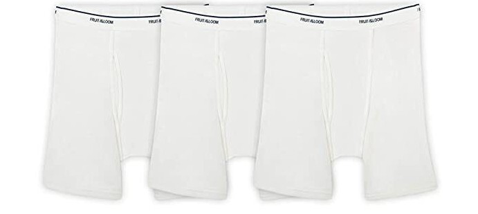 Mens 3 Pack Fruit of the Loom White Boxer Briefs Underwear 100% Cotton S M L XL