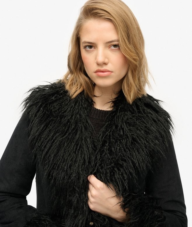 Superdry Black Long Afghan Coat