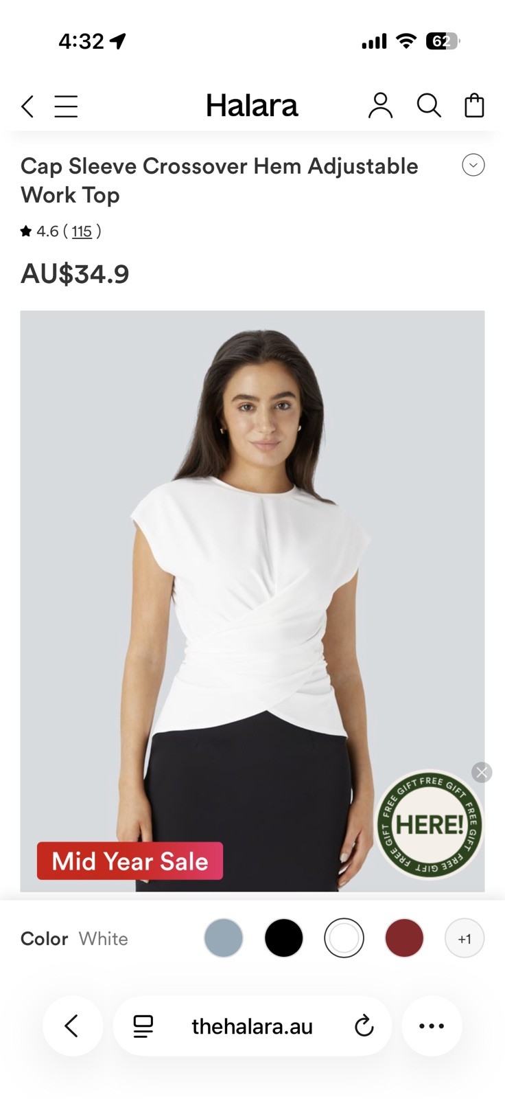 Halara White Athleisure Top Cap Sleeves Crossover Hem BNWT Large