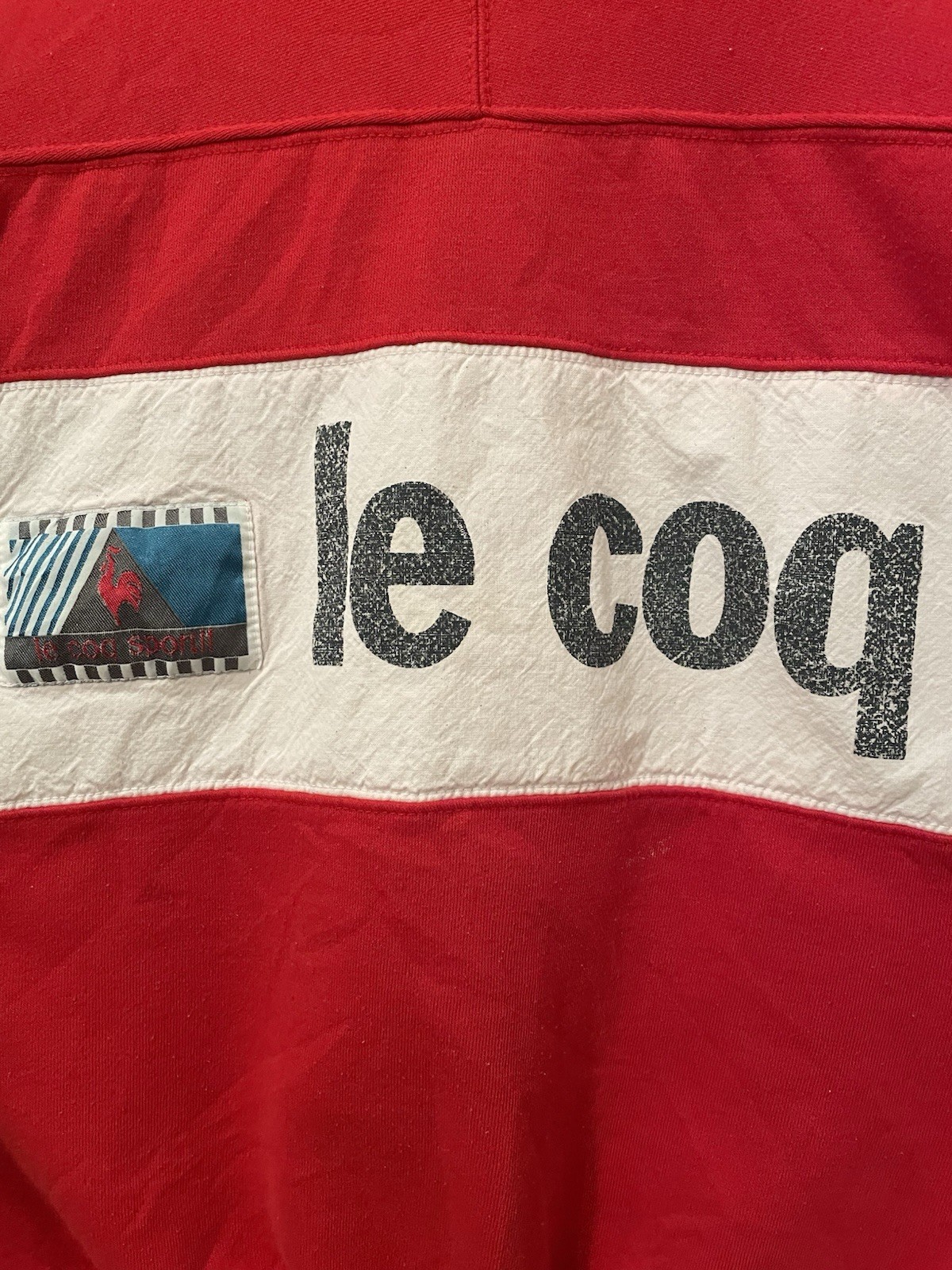 Vintage Le Coq Sportif Red Pull Over Sweater Womens Small 80s Preppy French
