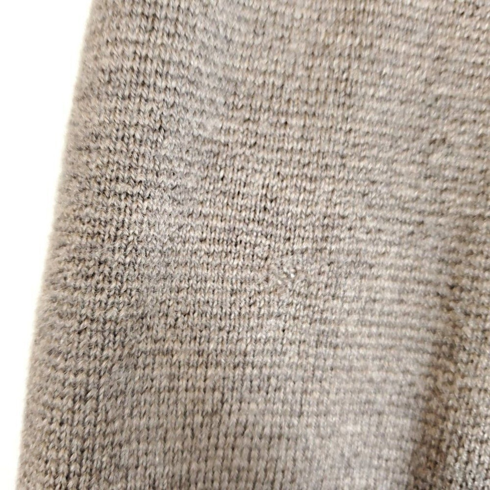 Doncaster 100% Wool Sweater Leather Trim 3/4 sleeve taupe Zipper Cardigan jacket