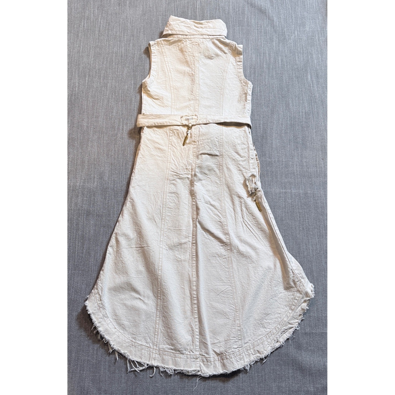 Chintamani Alchemistry Cream Cotton Canvas High Low Sleeveless Dress Small