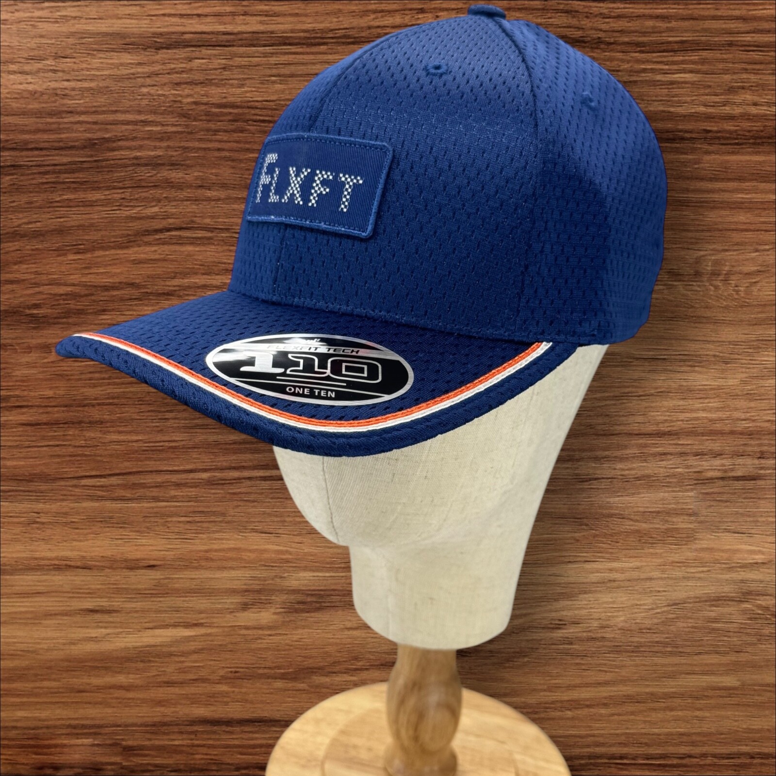 Flexfit Tech 110 One Ten Navy Blue Hat Sample Yupoong Patent Snapback Cap