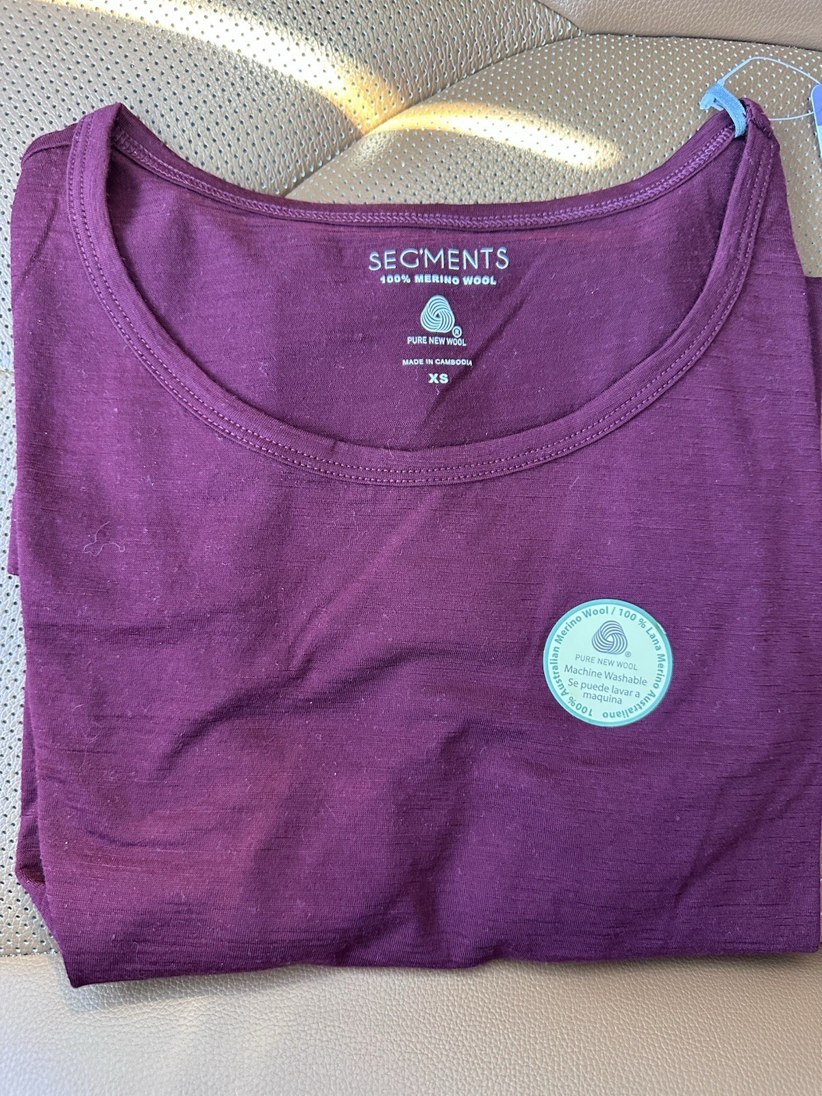 NEW Segments 100% Merino New Pure Wool L/S Shirt Top {XS} Dark Red NWT Seg’Ments