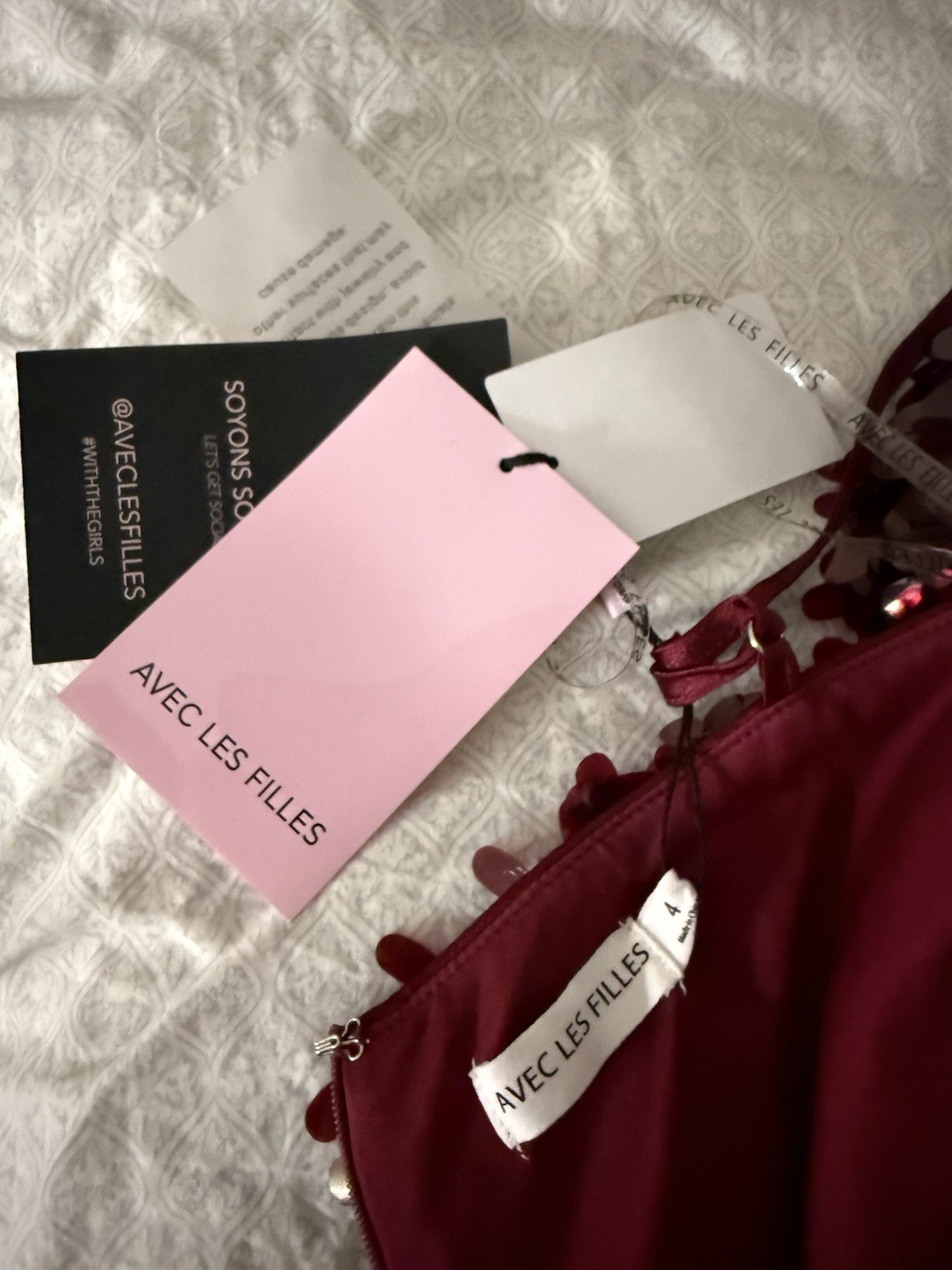 Avec les filles – wine red sequin dress NWT