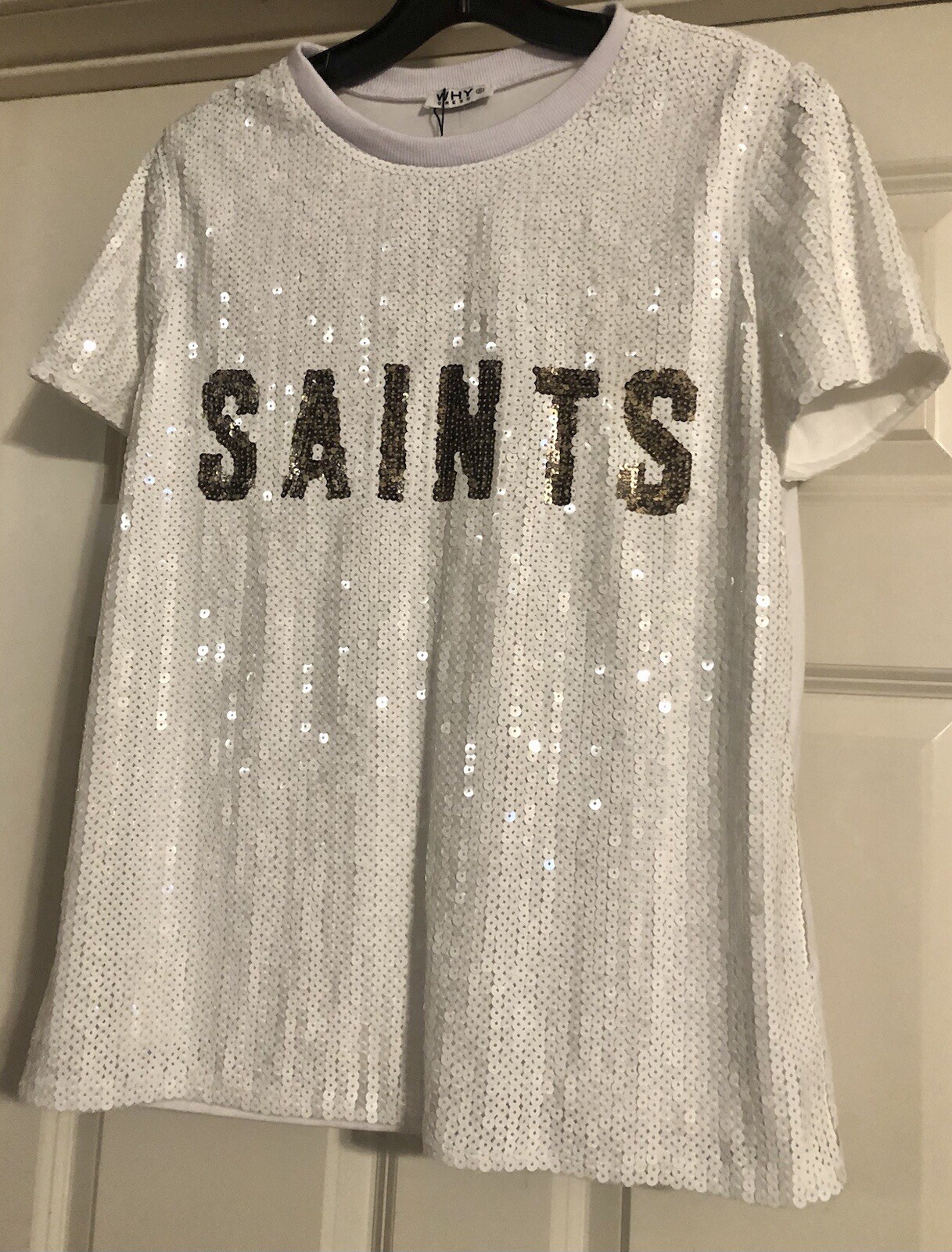 NWT Why Coastal Preppy Old Money NOLA Sparkle Sequin Saints Quiet Luxury Size S
