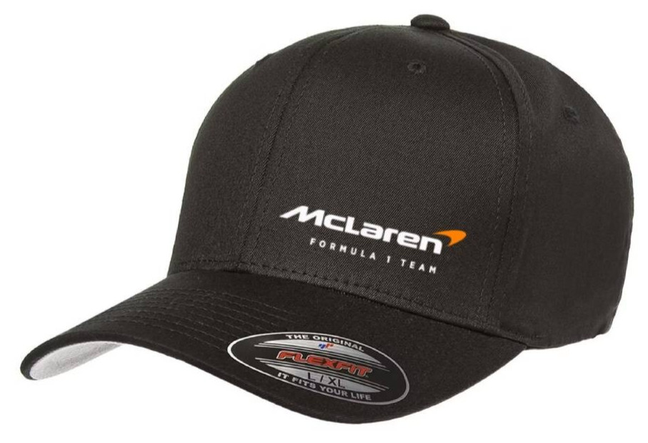 McLaren Formula 1 Team Racing Cap 5001 Flexfit Black Baseball Hat S/M and L/XL