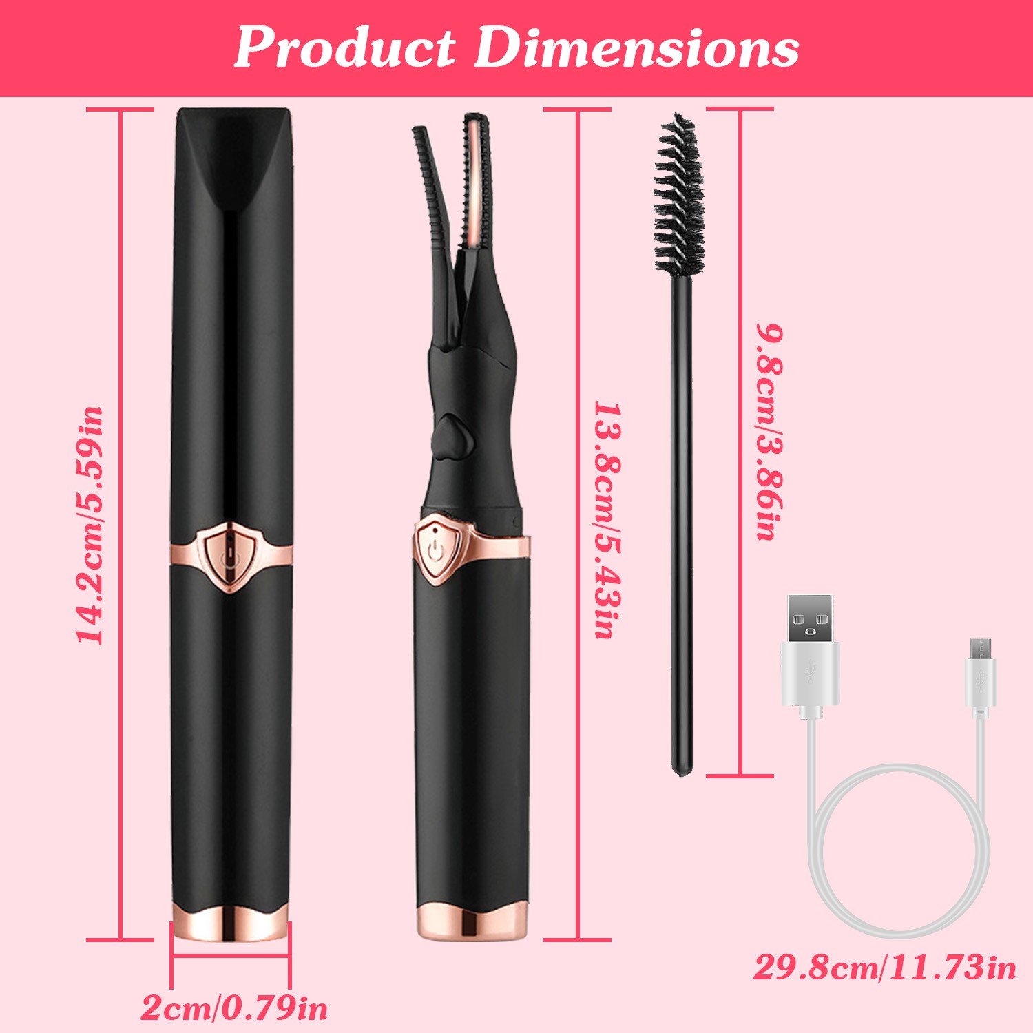 1Pc 2 In 1 Clip Comb Heated Eyelash Curler Electric Mini Lash Curler Natural Eye