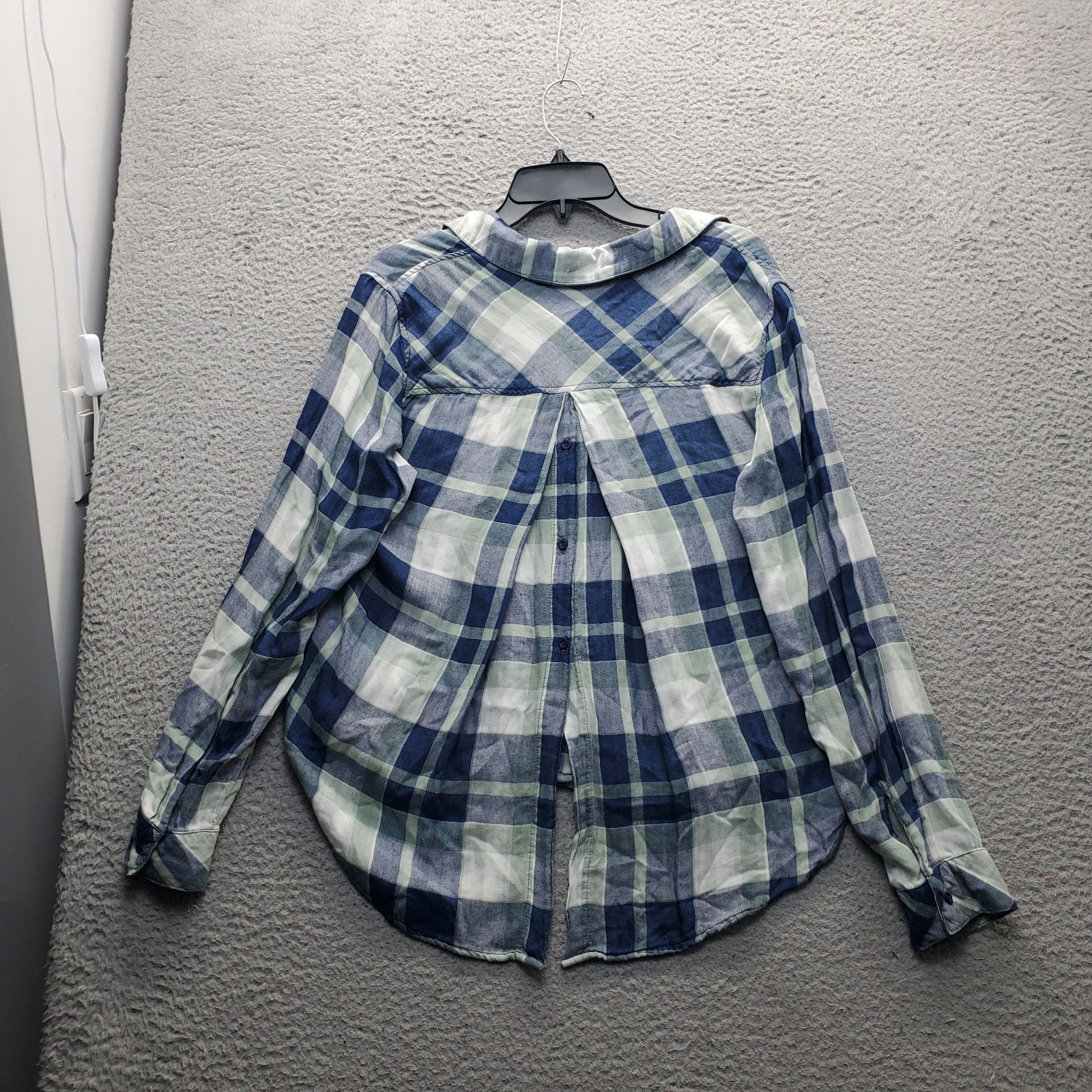 Bella Dahl Shirt Womens Small Multi Plaid Casual High Low Collared Button Up