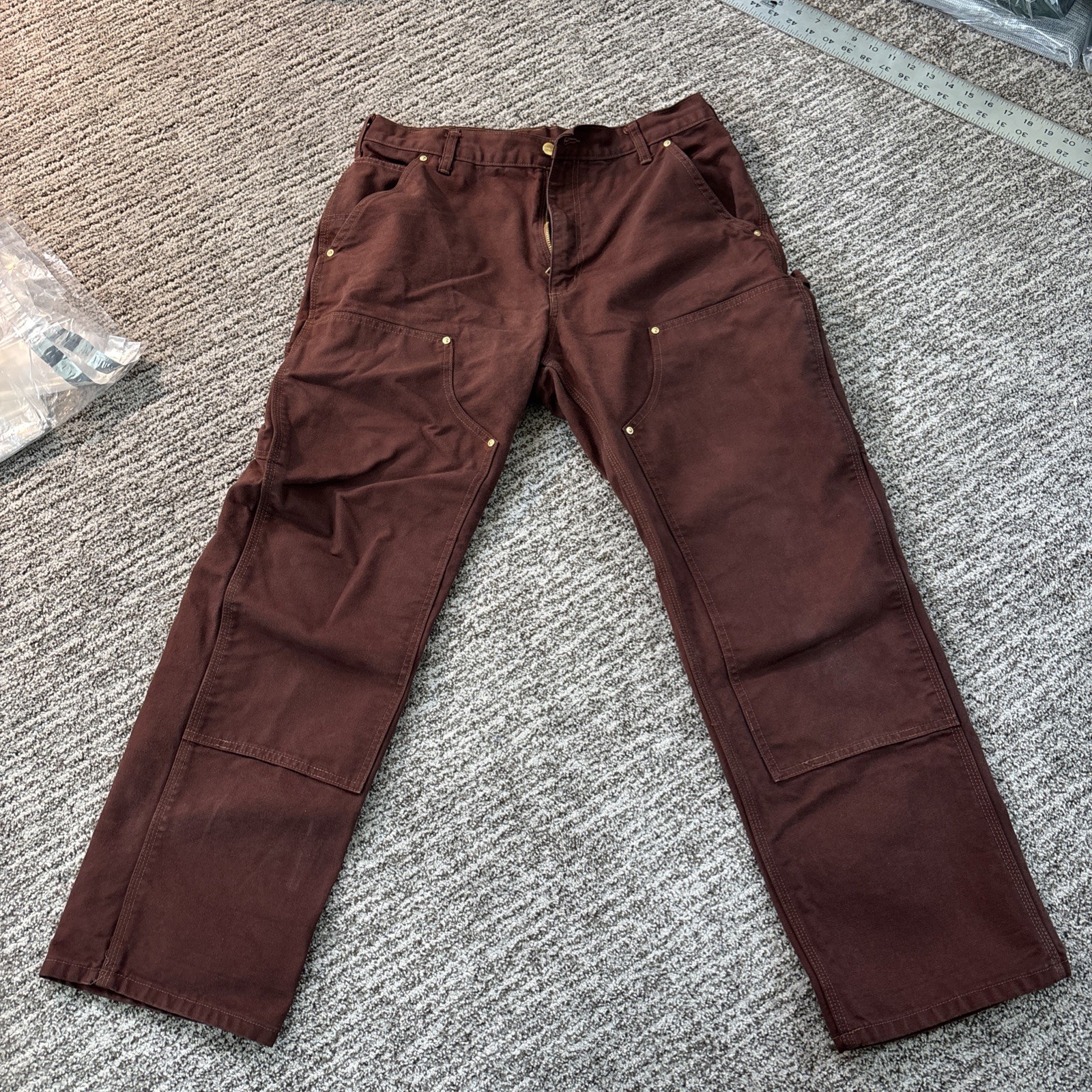 Carhartt Relaxed Fit Double Knee Work Pants Brown/Purple dyed 33×30