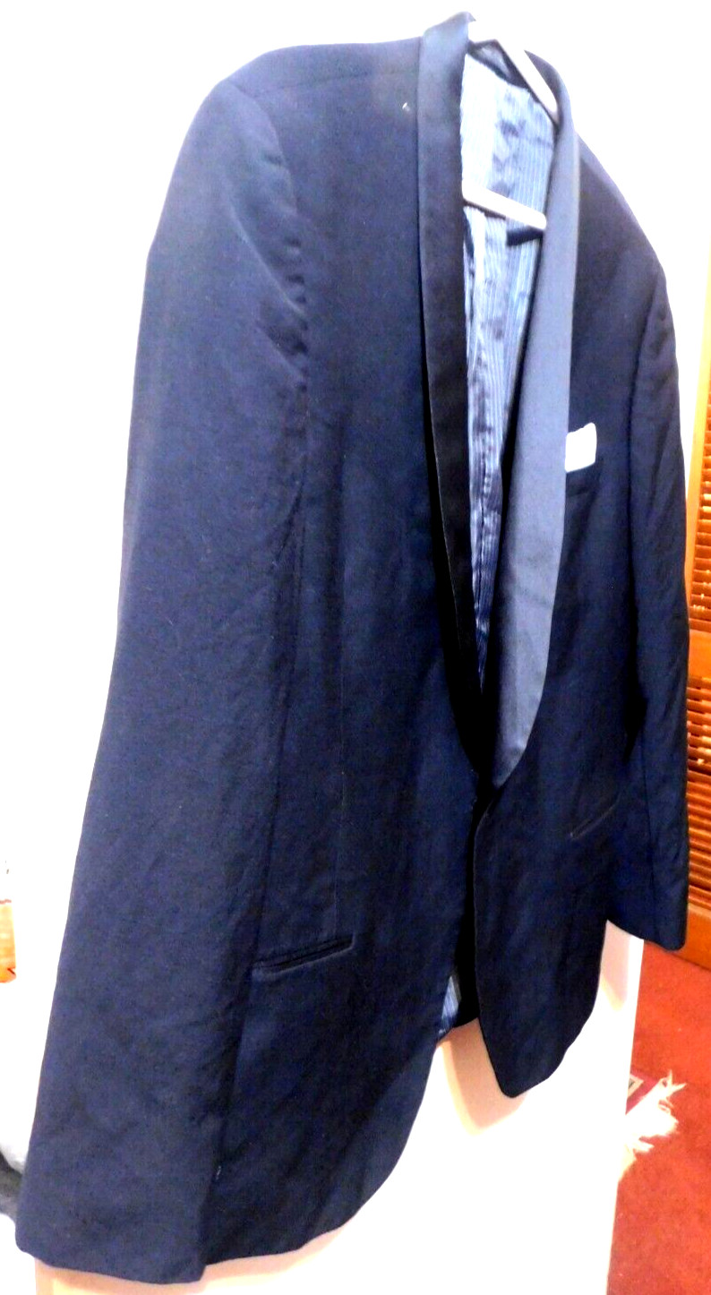 Calvin Klein~Fine Worsted Polyester & Wool Black Tuxedo Jacket Size 48L Slim Fit