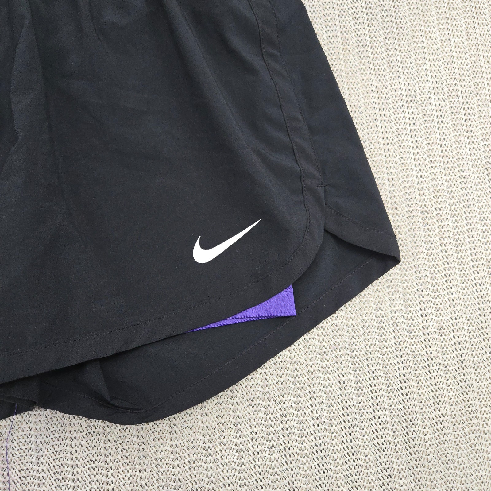 Nike Dri Fit Running Shorts Womens Small Black Atheltic Lined Training Swoosh